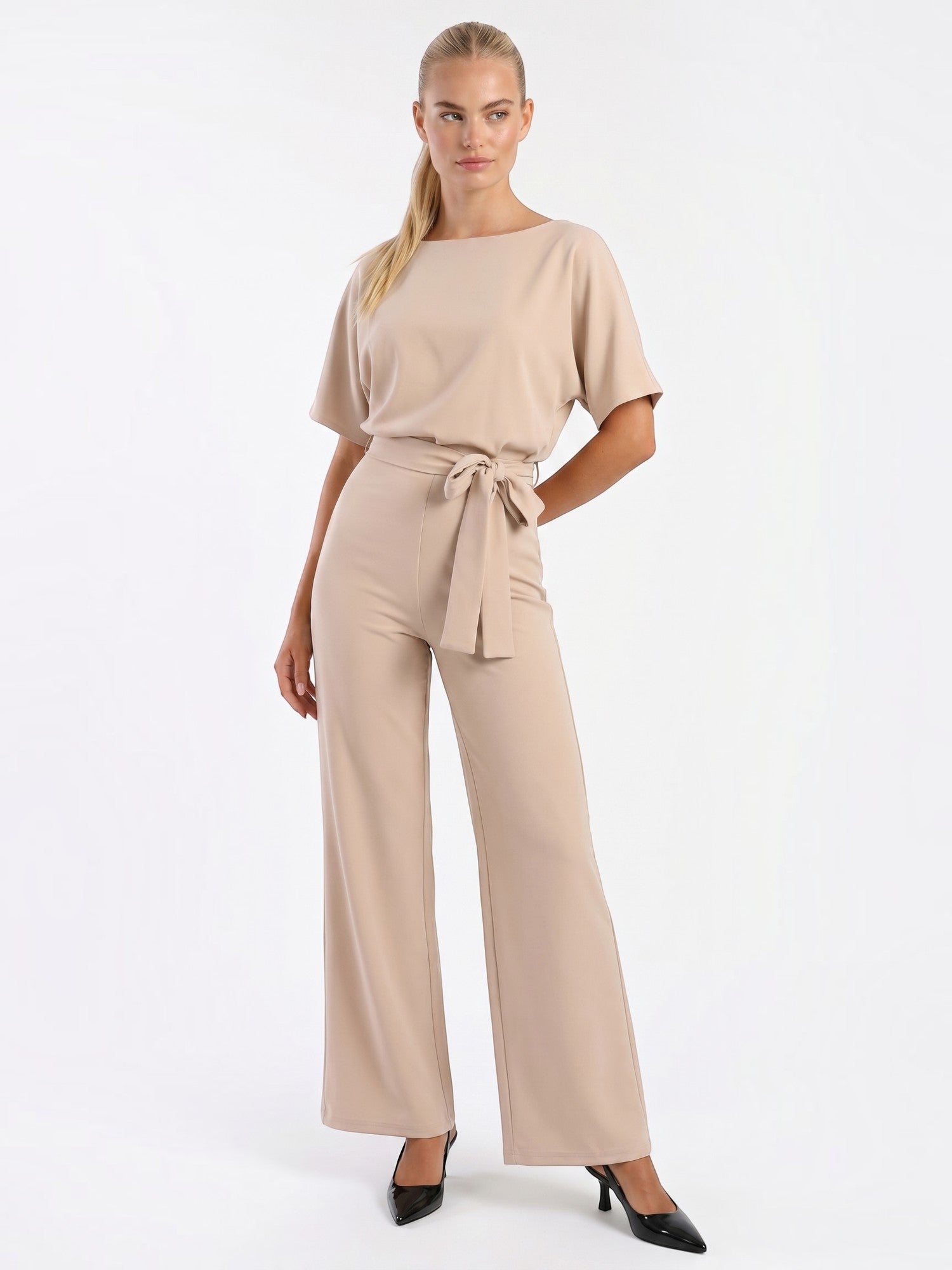 Tie Waist Wide Leg Jumpsuit