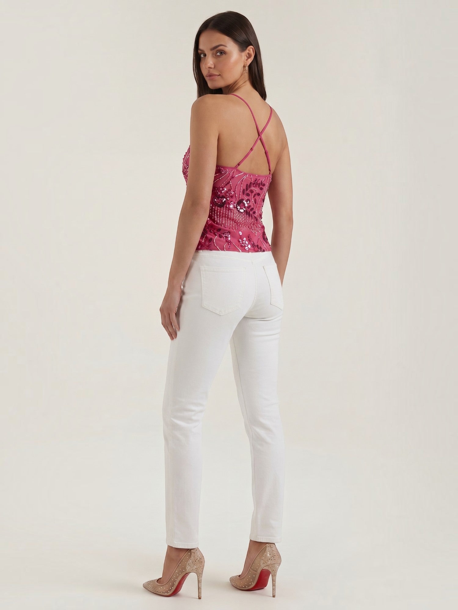 Embroidered Sequin Cami Top