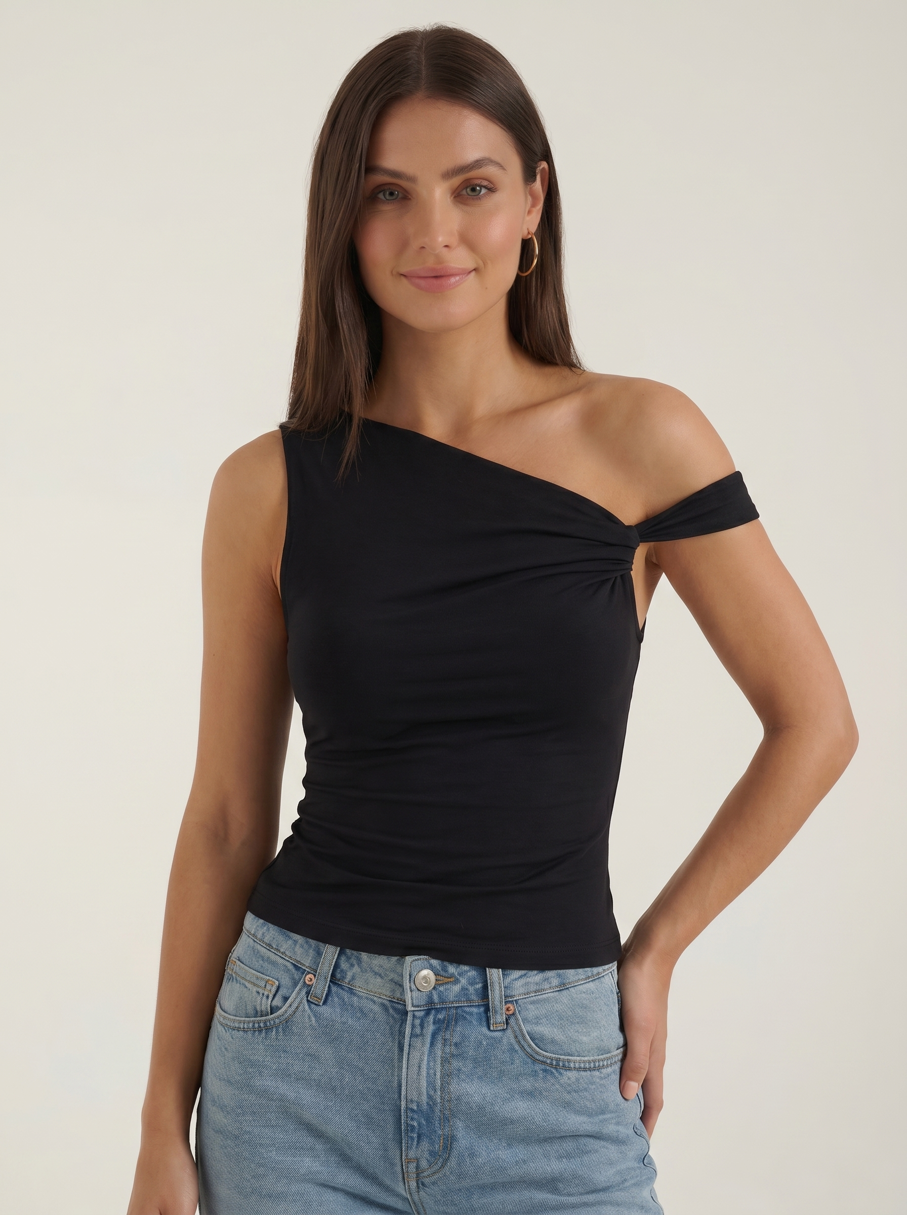 Asymmetric Off Shoulder Ruched Top