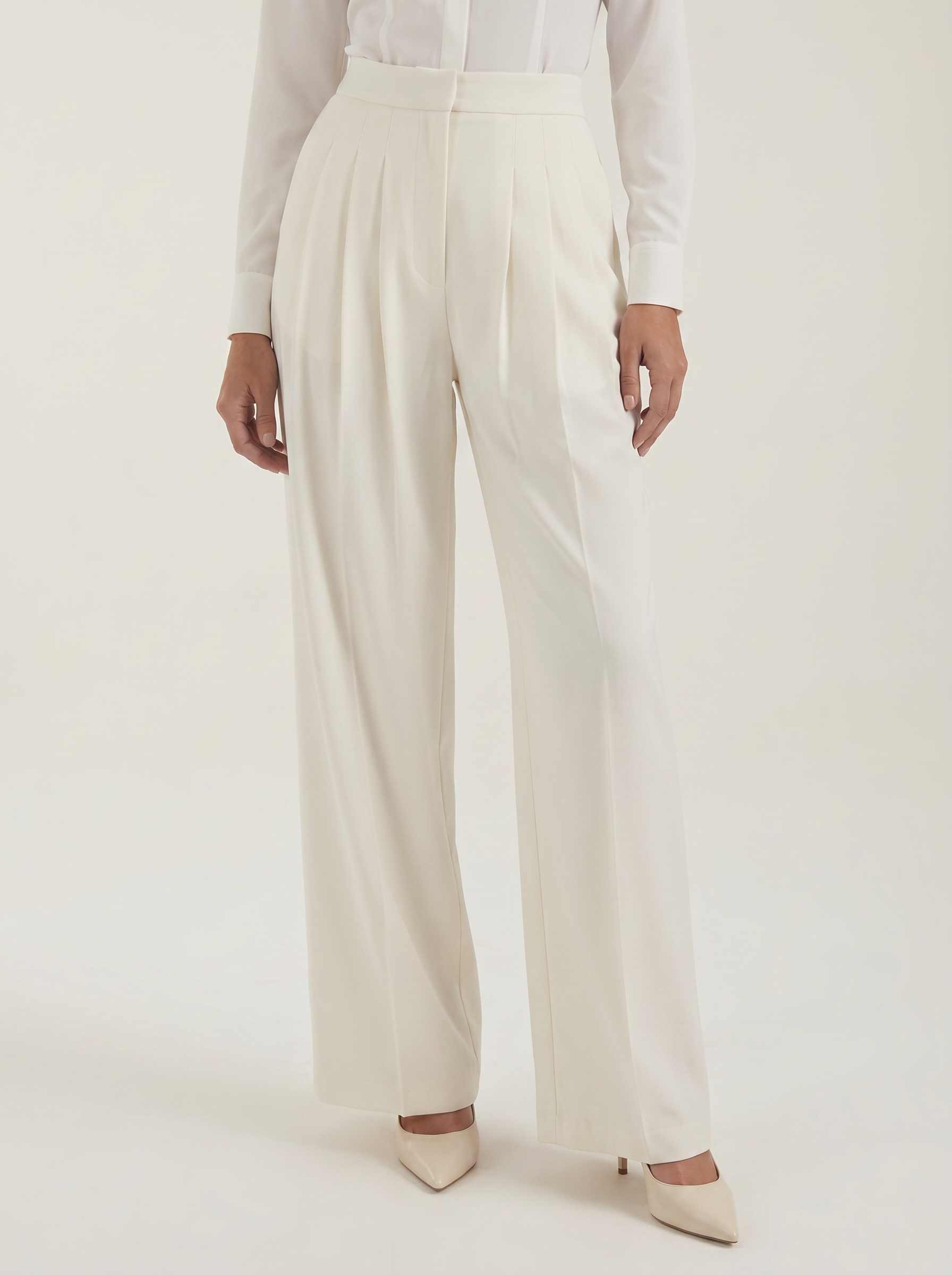 Pleated High Waist Wide Leg Trousers