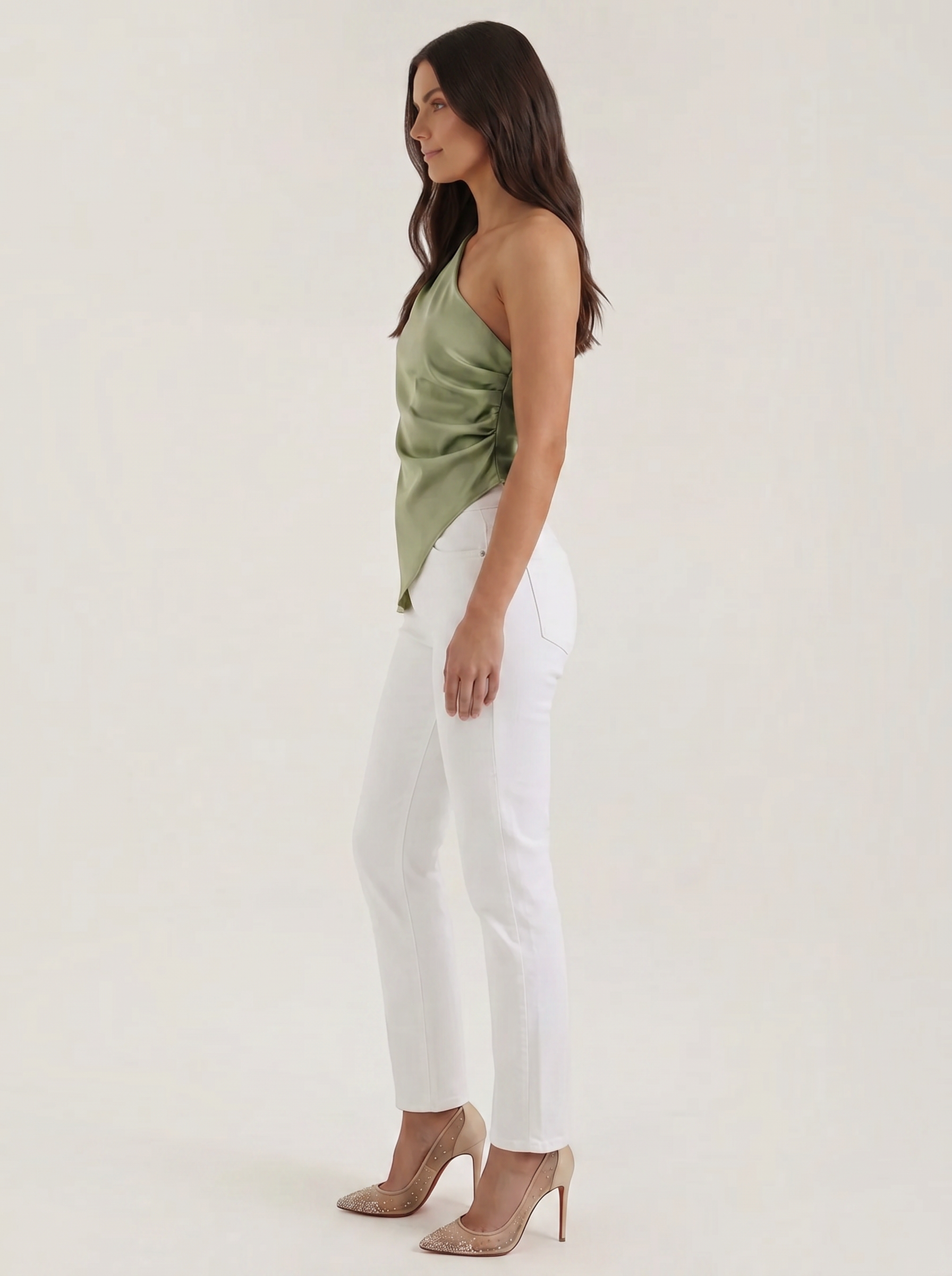 Asymmetric Satin Draped Top