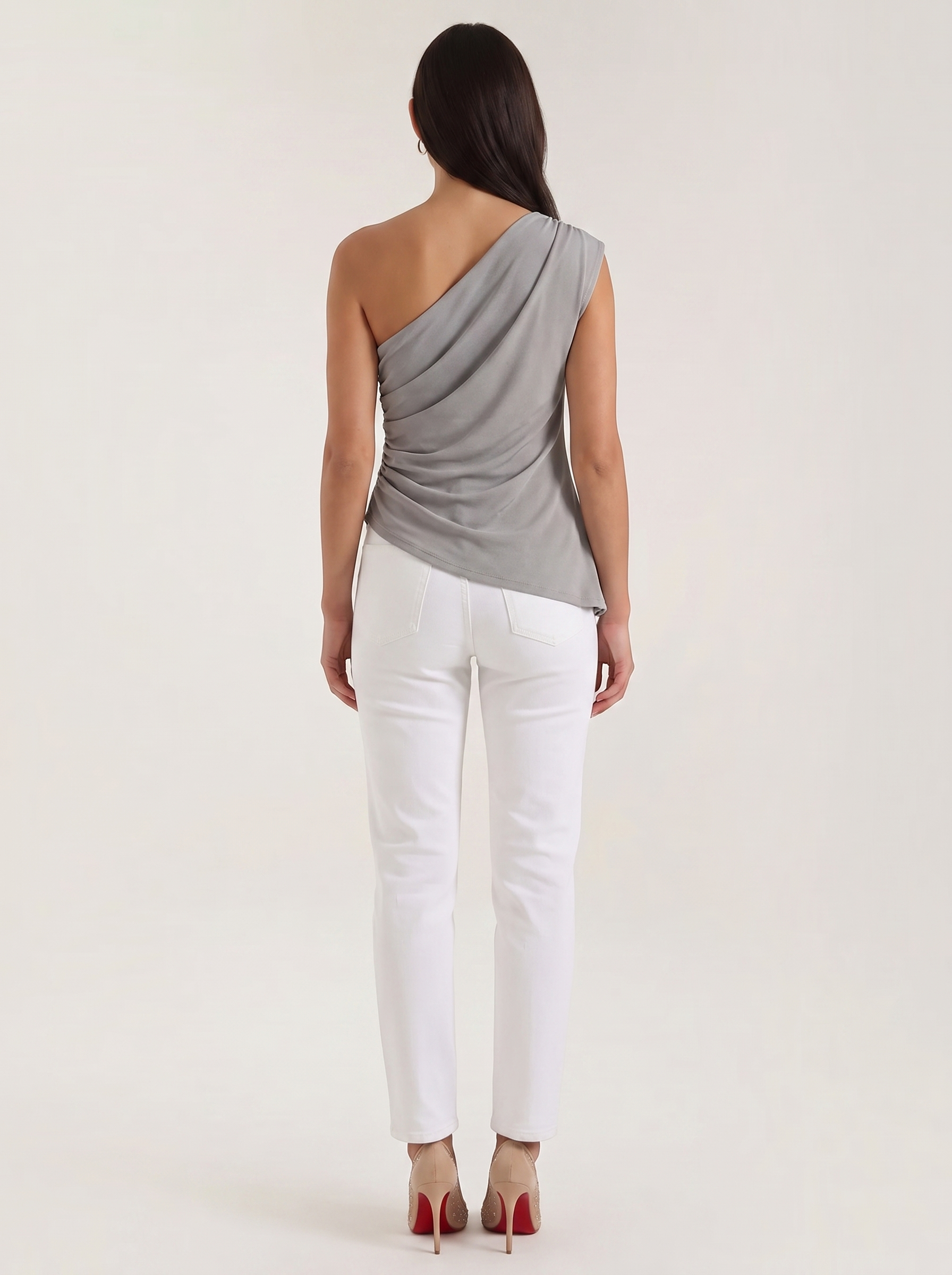 Asymmetric Satin Draped Top