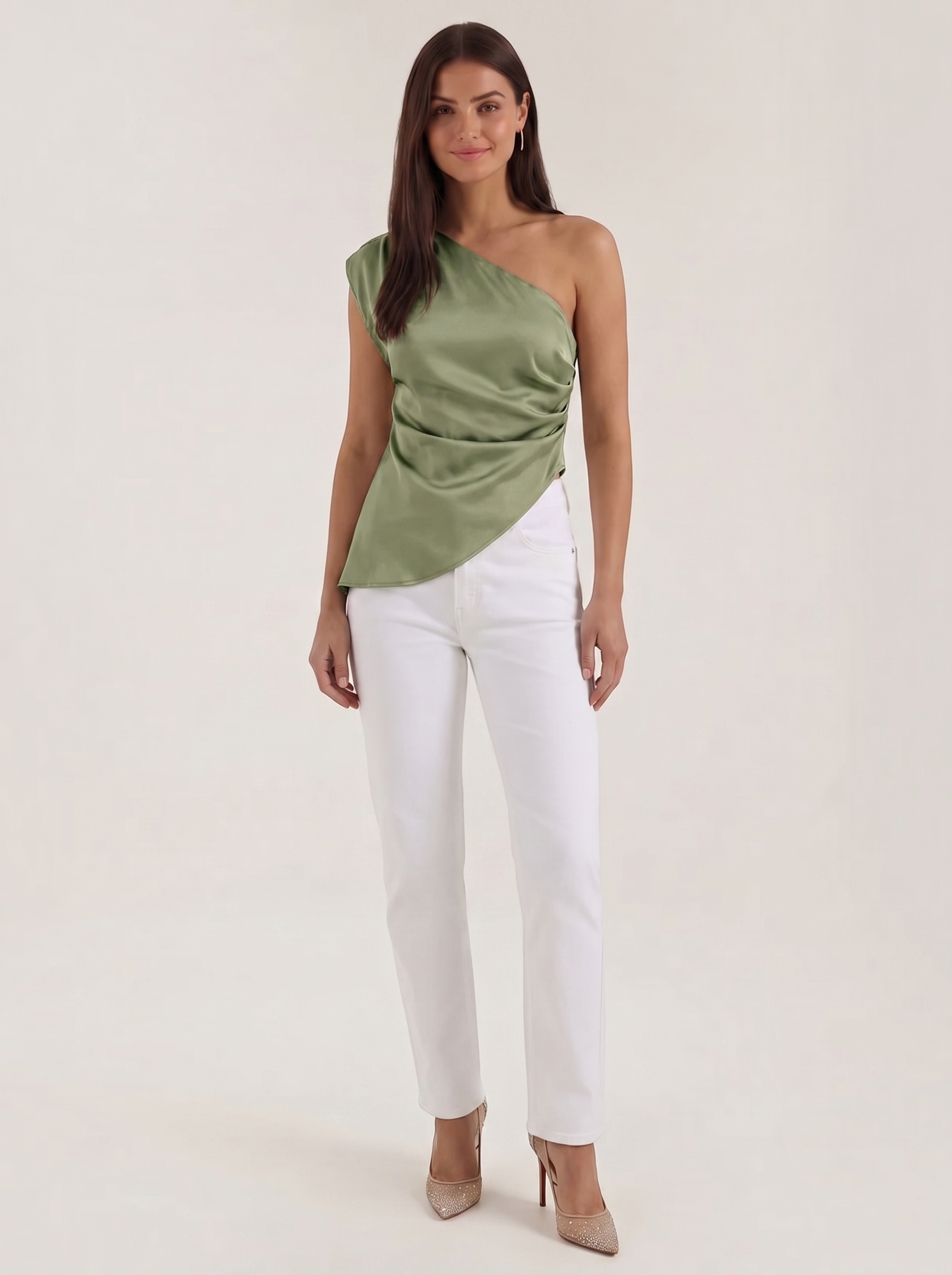 Asymmetric Satin Draped Top