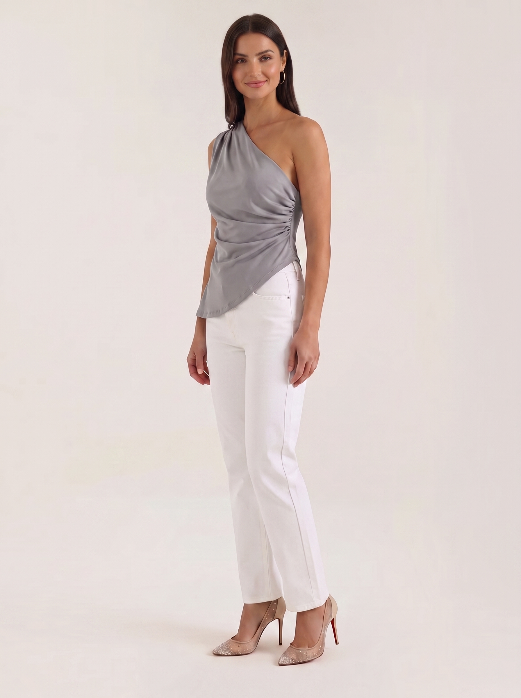 Asymmetric Satin Draped Top