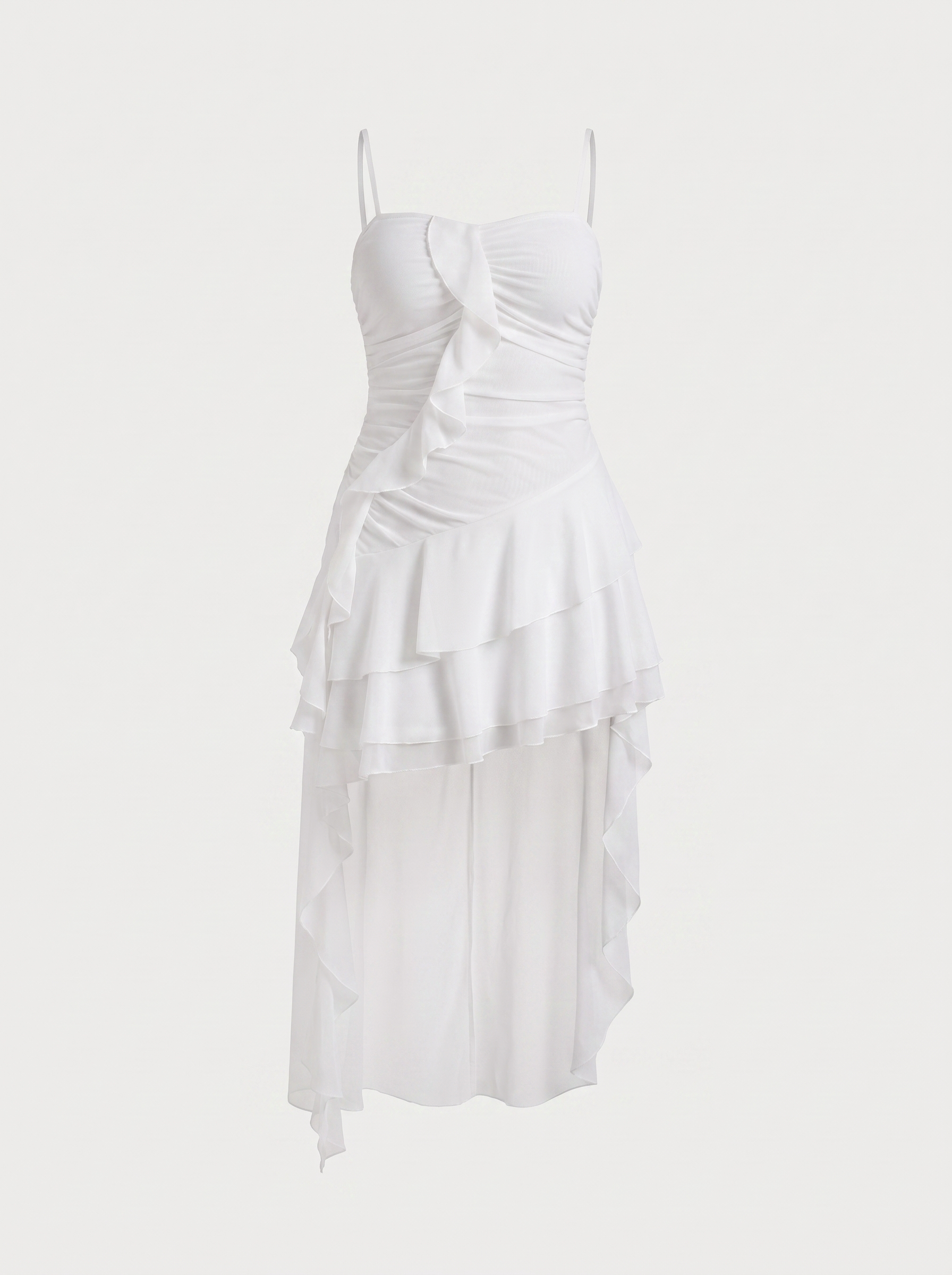 High-Low Mini Dress with Ruffle Detail