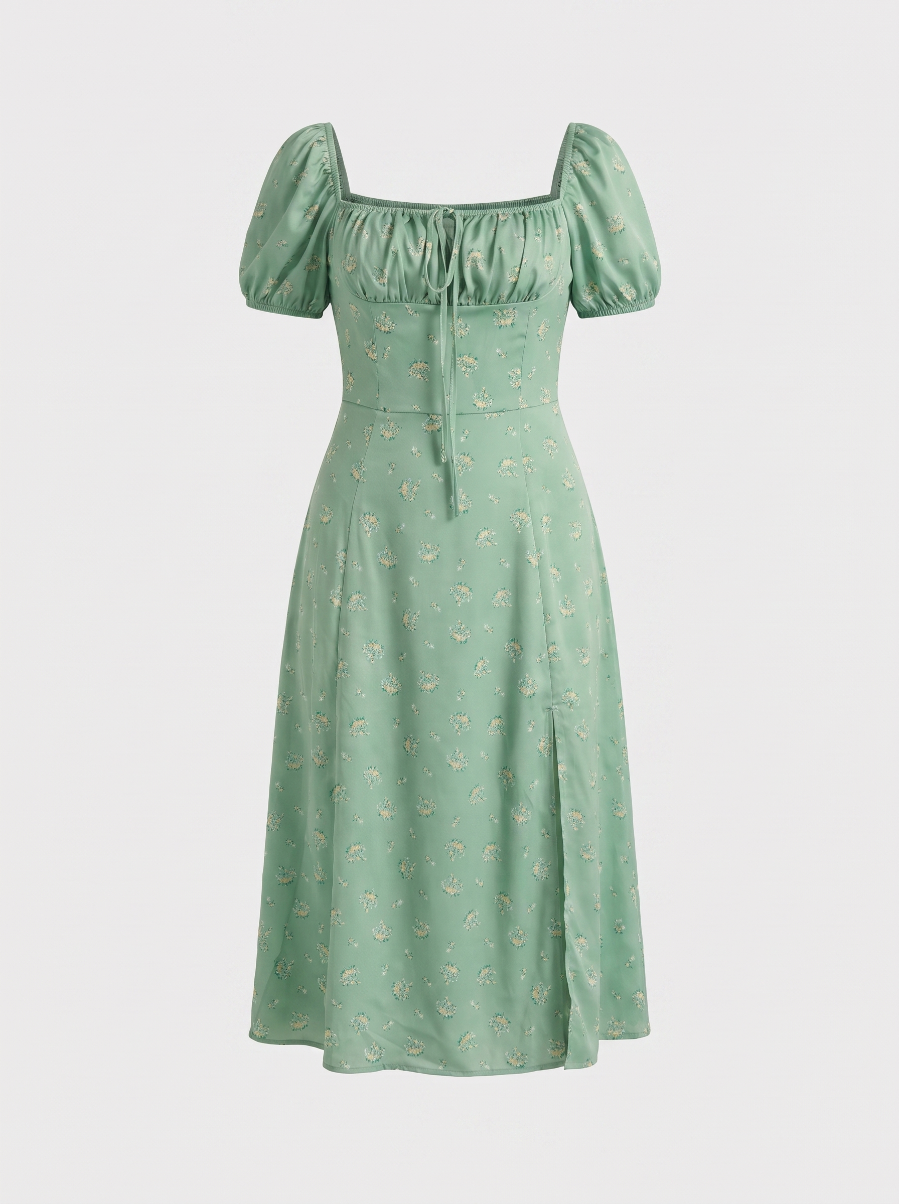 Floral Midi Dress with Puff Sleeves
