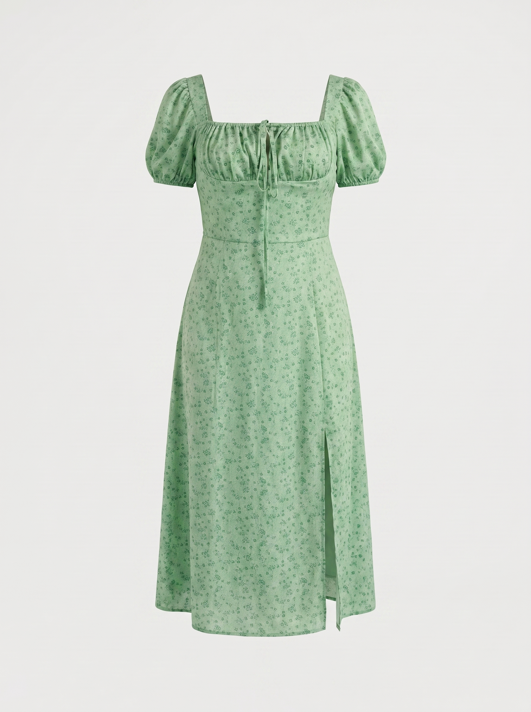 Floral Midi Dress with Puff Sleeves