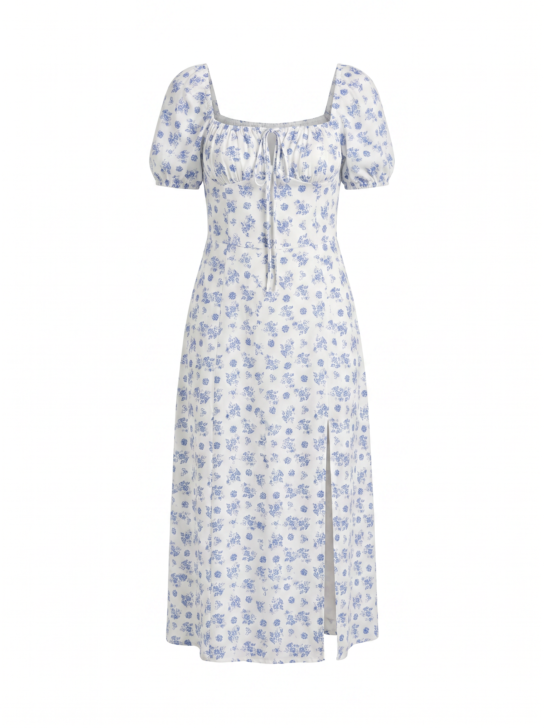 Floral Midi Dress with Puff Sleeves