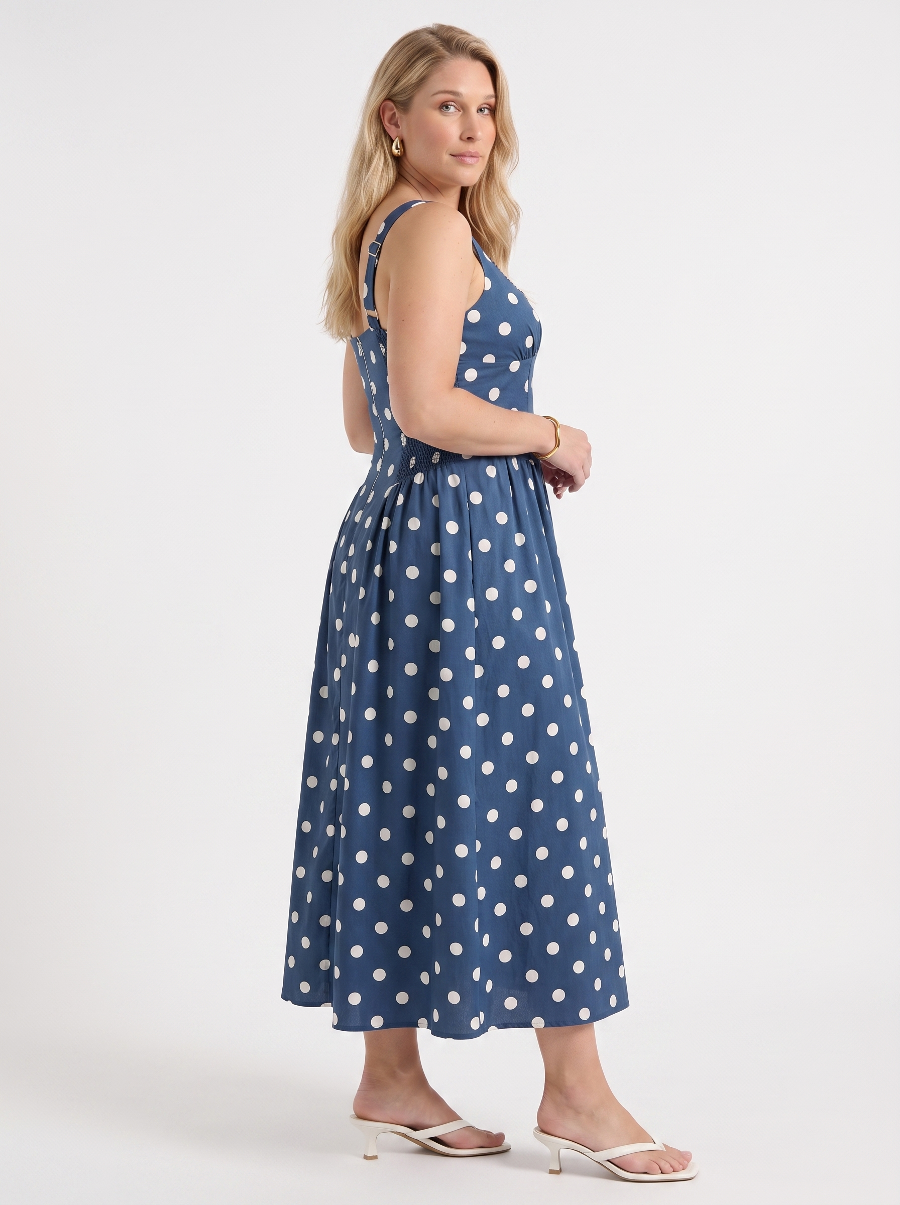 Floral Midi Dress with Square Neck