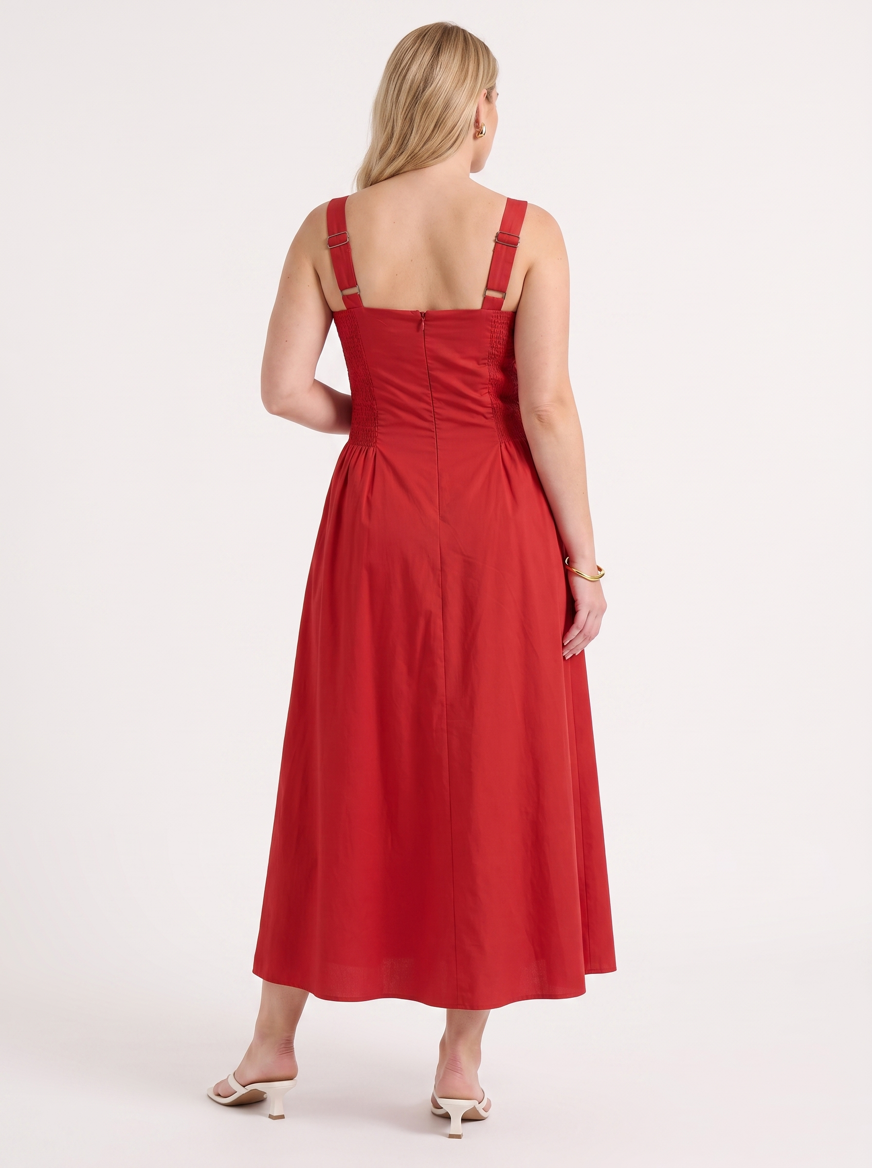Floral Midi Dress with Square Neck
