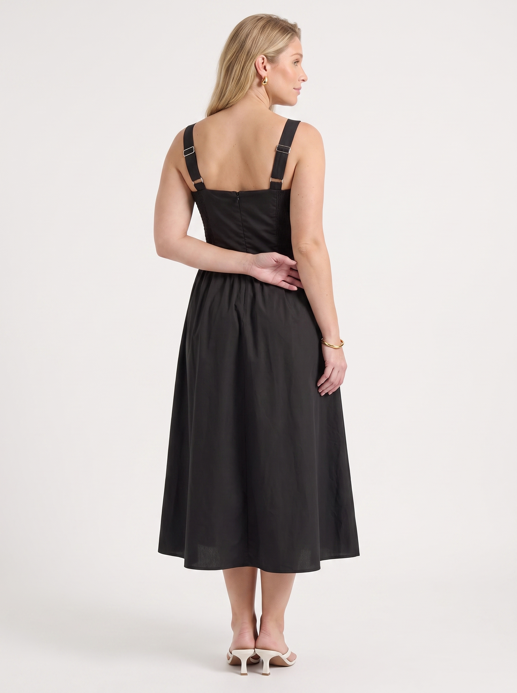 Floral Midi Dress with Square Neck