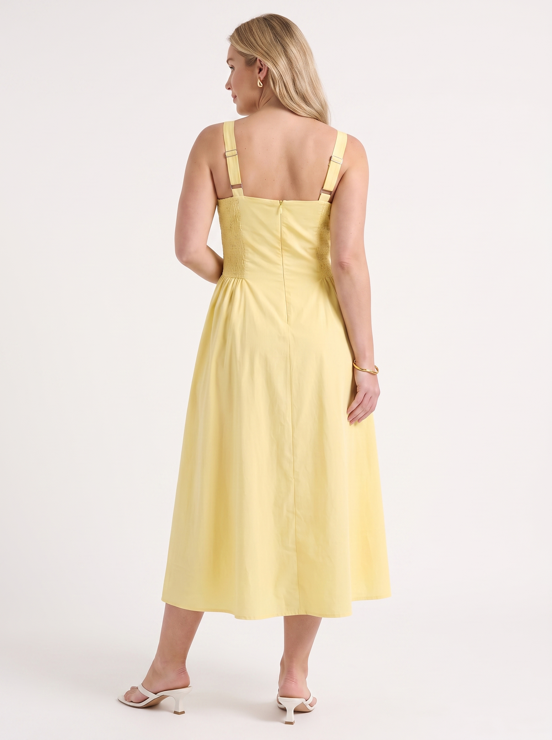 Floral Midi Dress with Square Neck