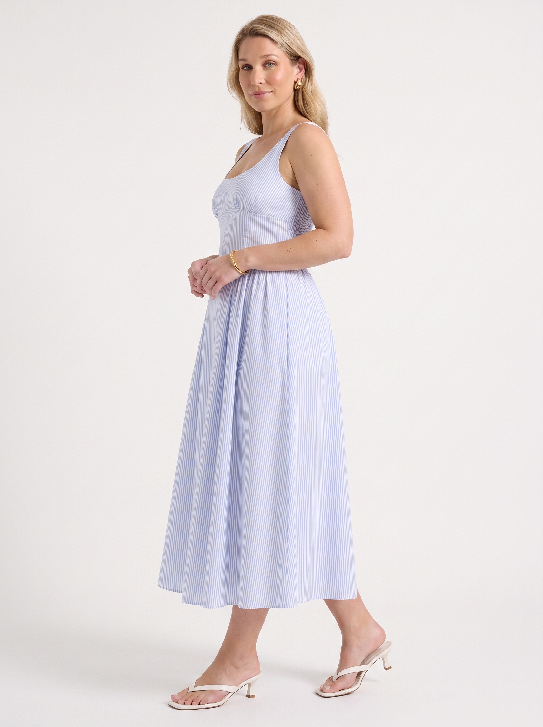 Floral Midi Dress with Square Neck