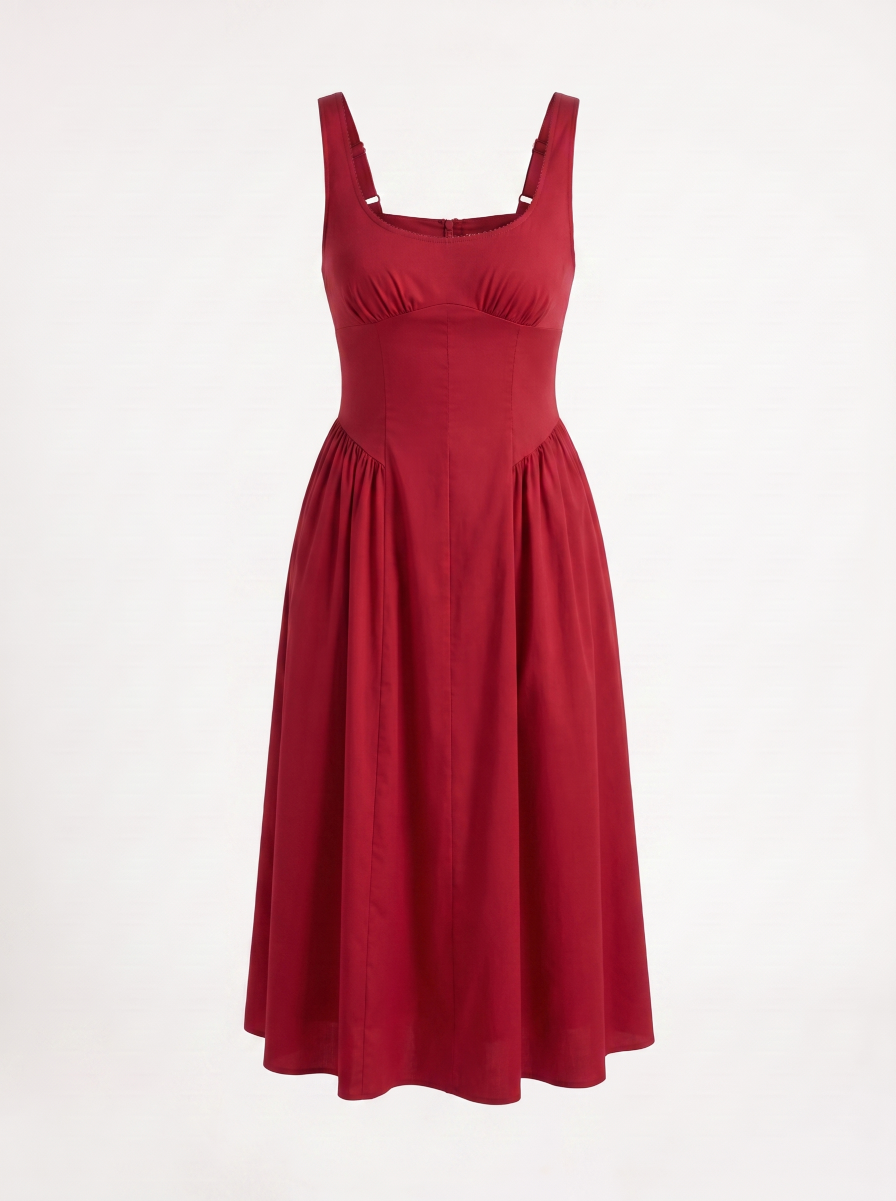 Floral Midi Dress with Square Neck