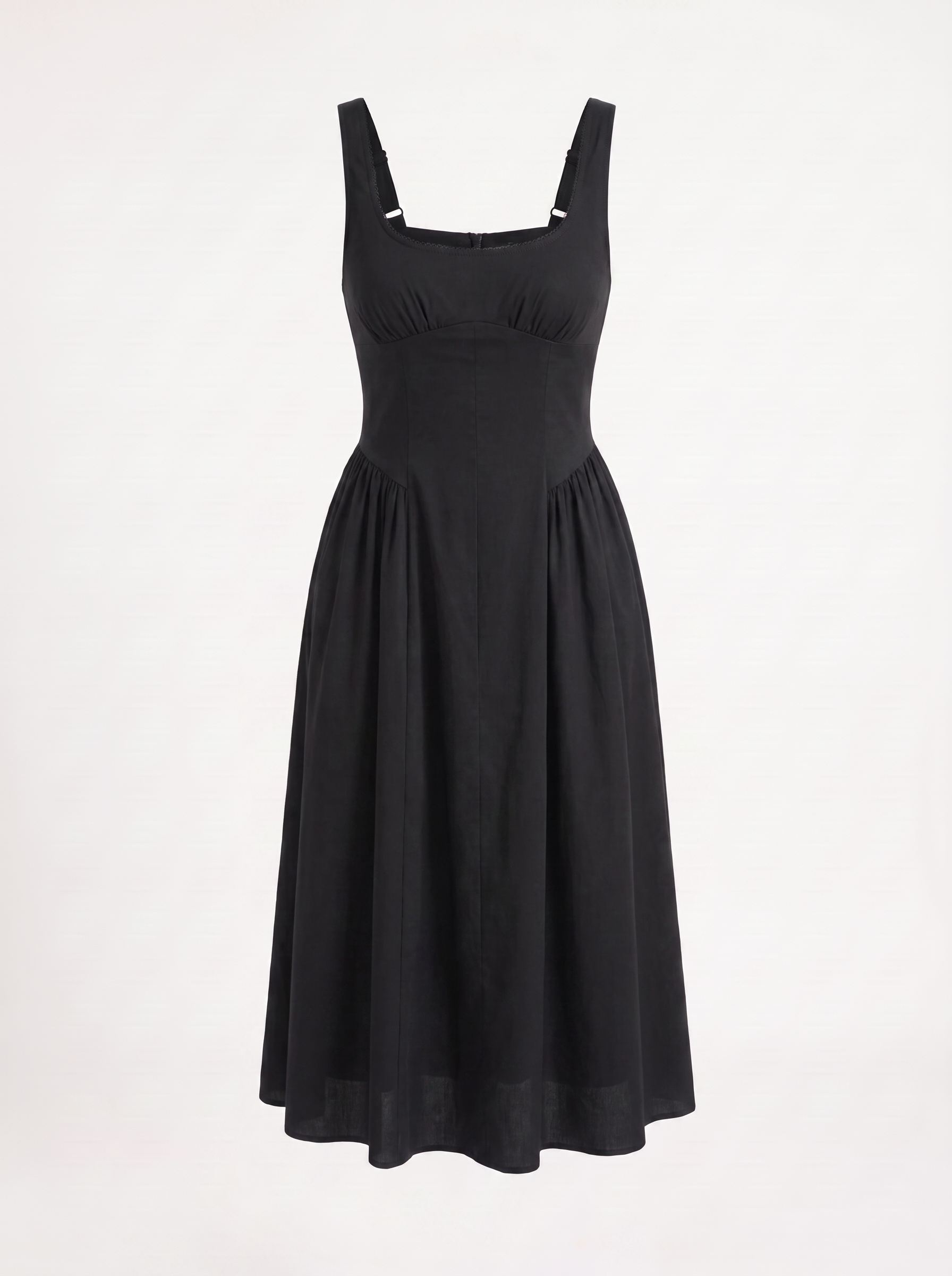Floral Midi Dress with Square Neck