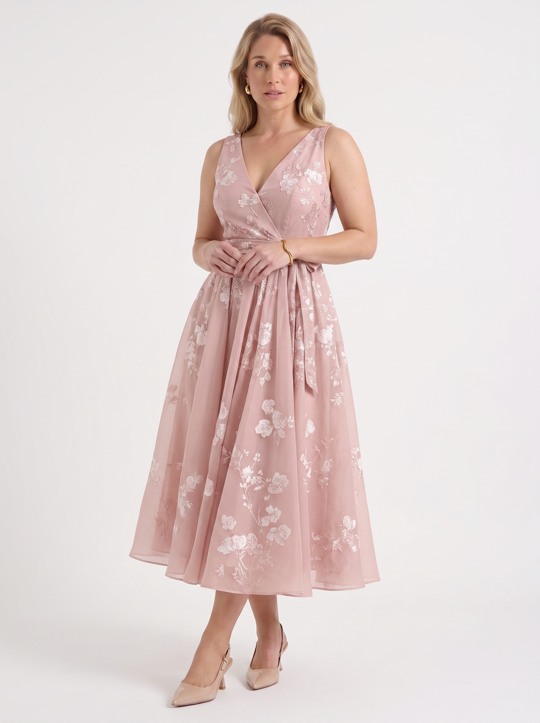 Floral Wrap Midi Dress