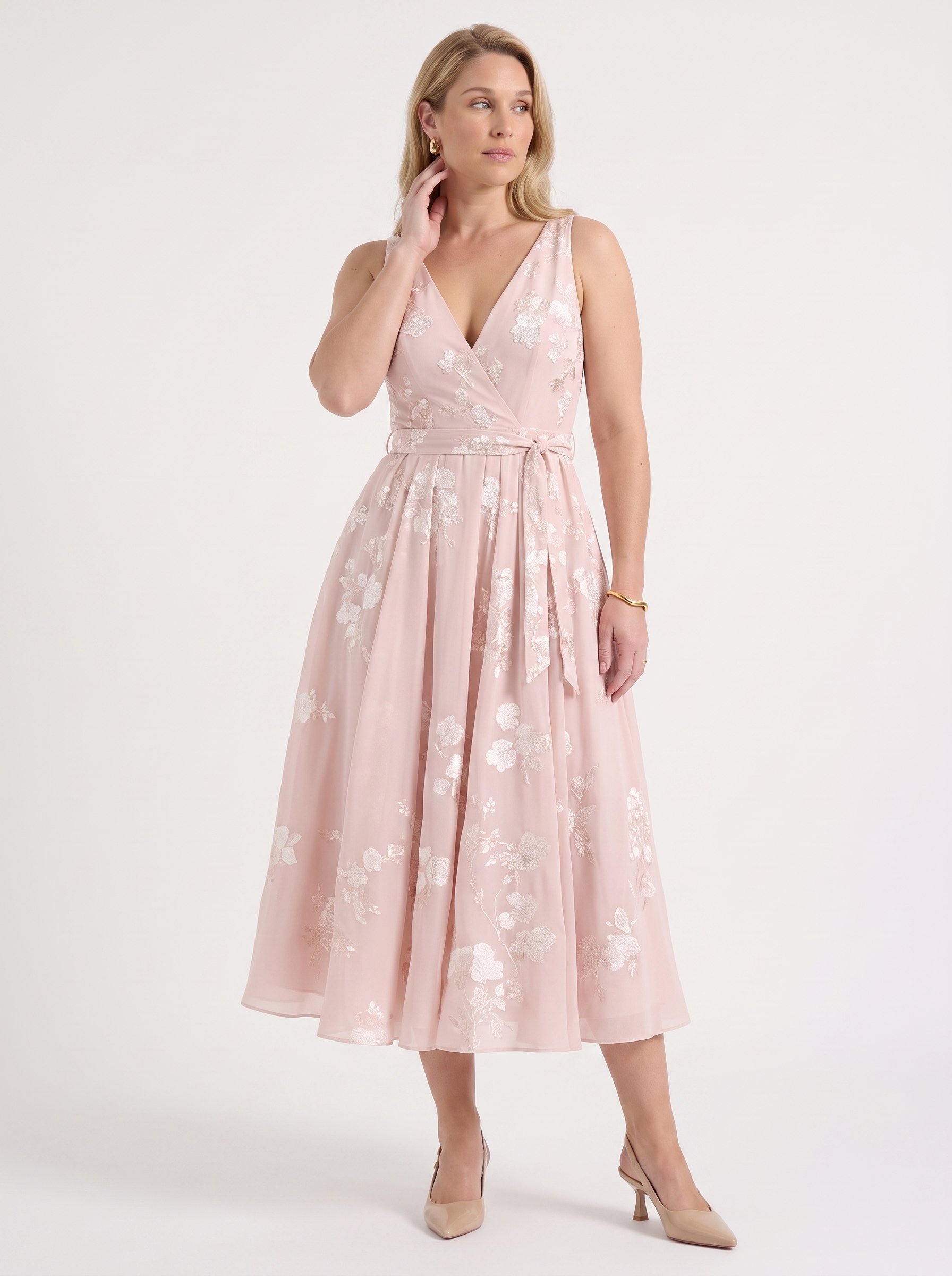 Floral Wrap Midi Dress
