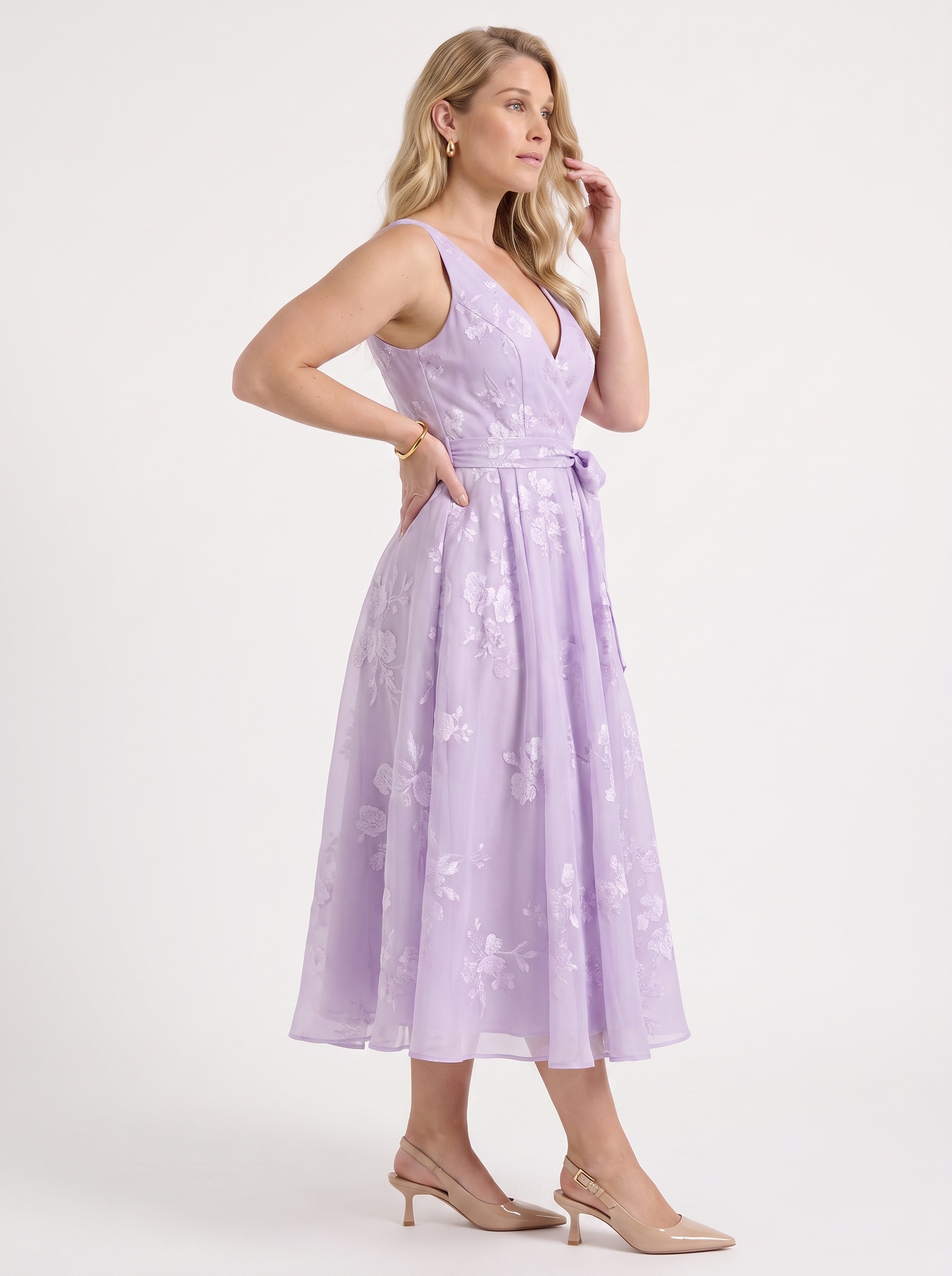Floral Wrap Midi Dress