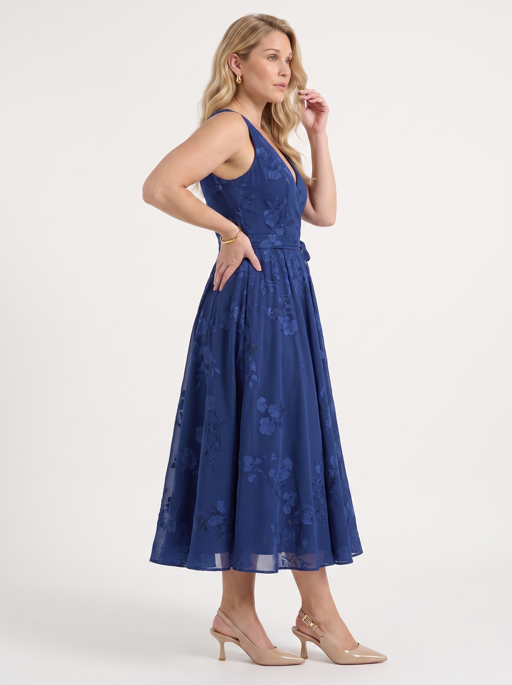 Floral Wrap Midi Dress