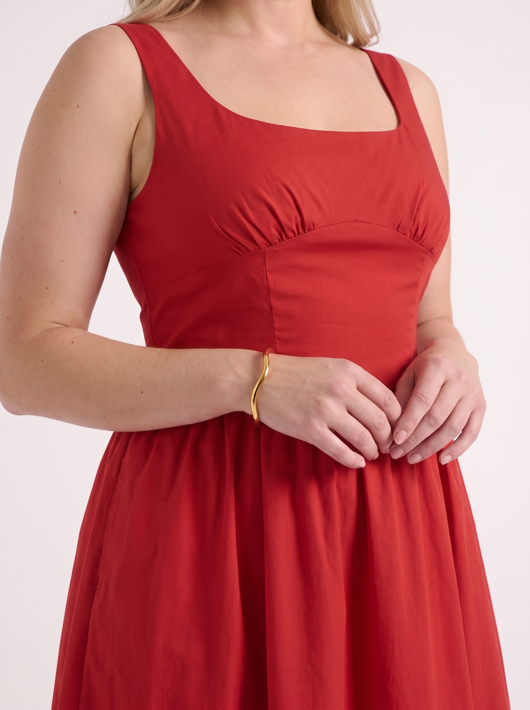 Floral Midi Dress with Square Neck