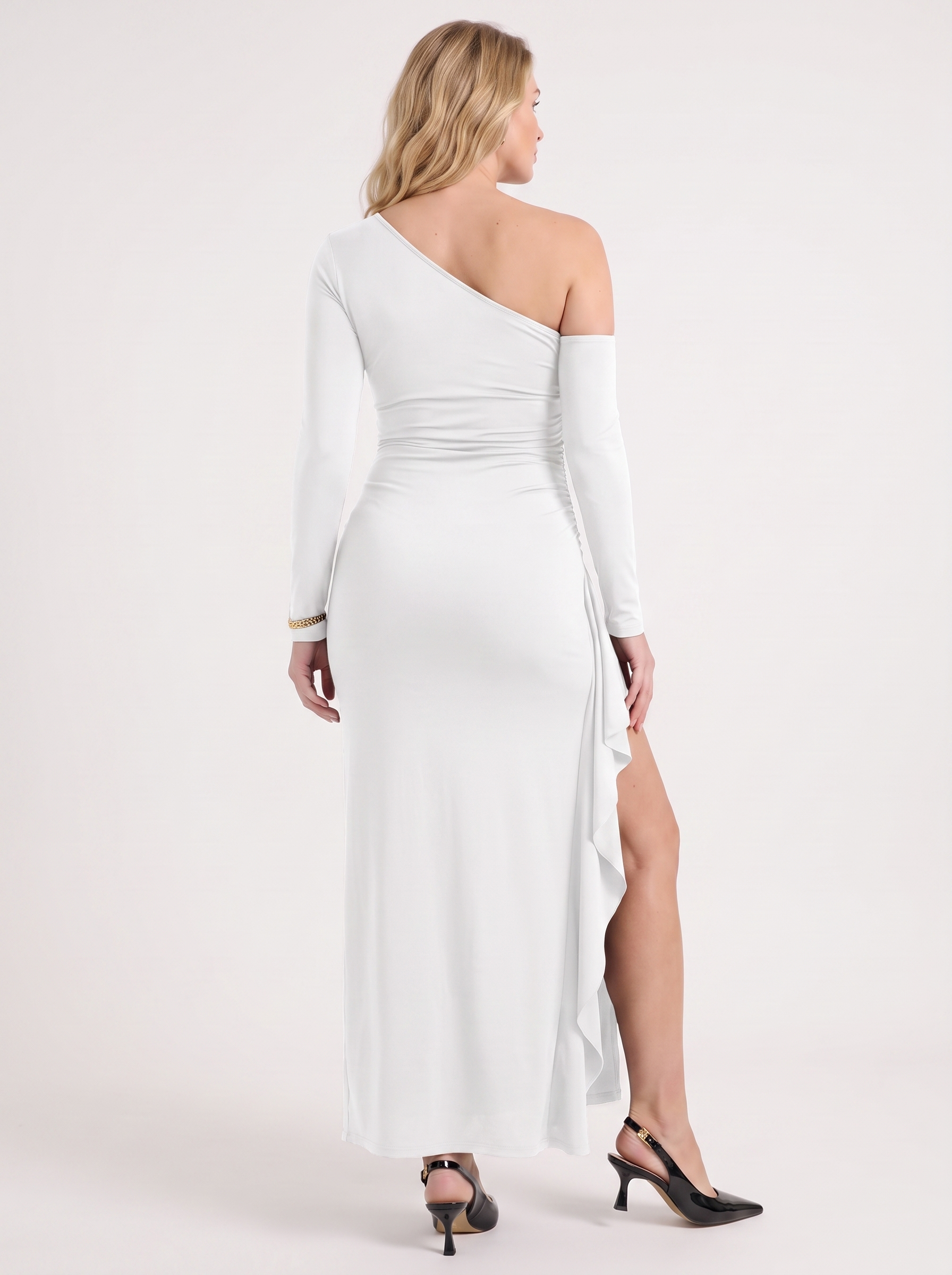 One-Shoulder Maxi Dress with Side Slit