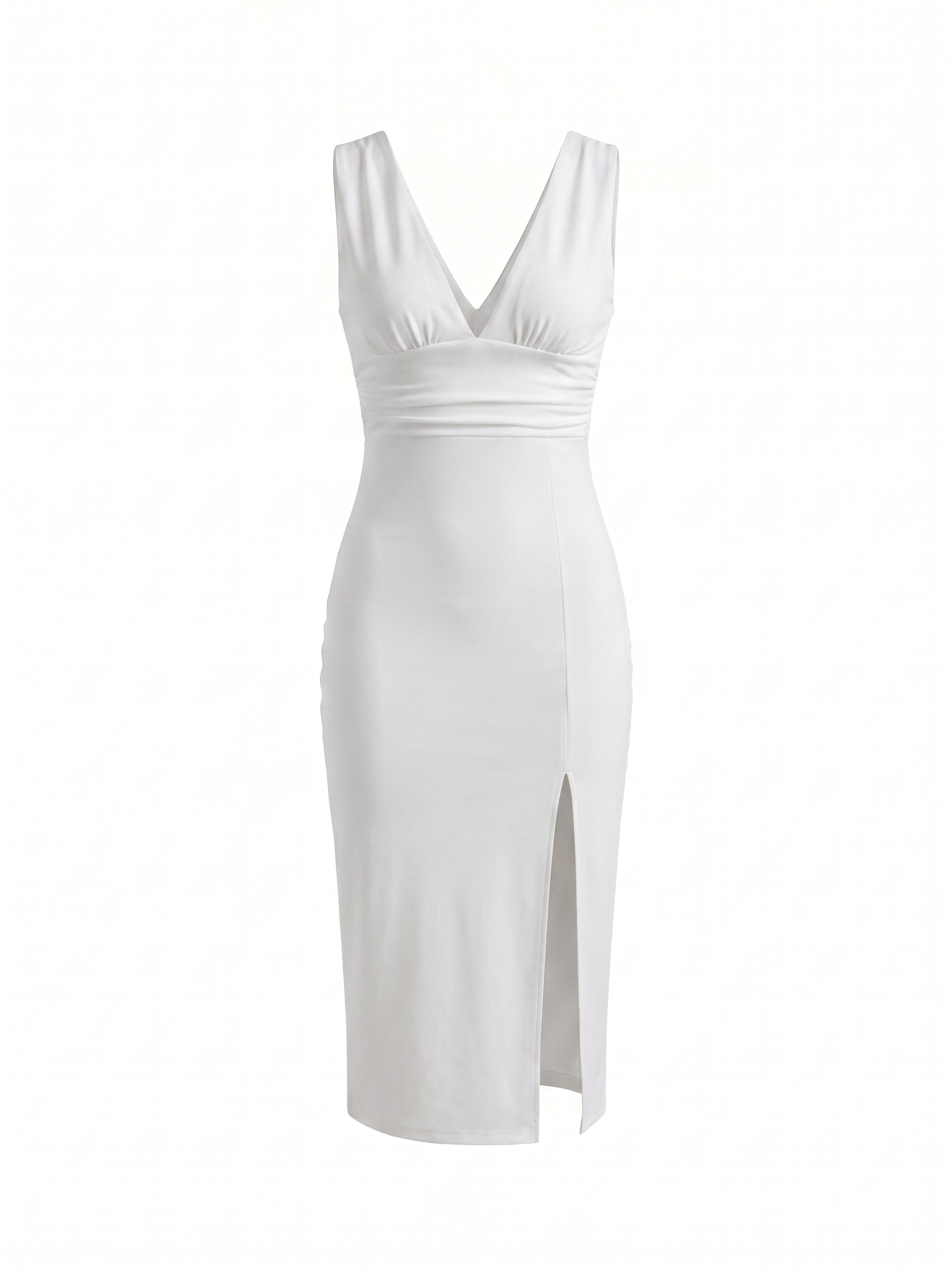 V-Neck Midi Dress with Side Slit