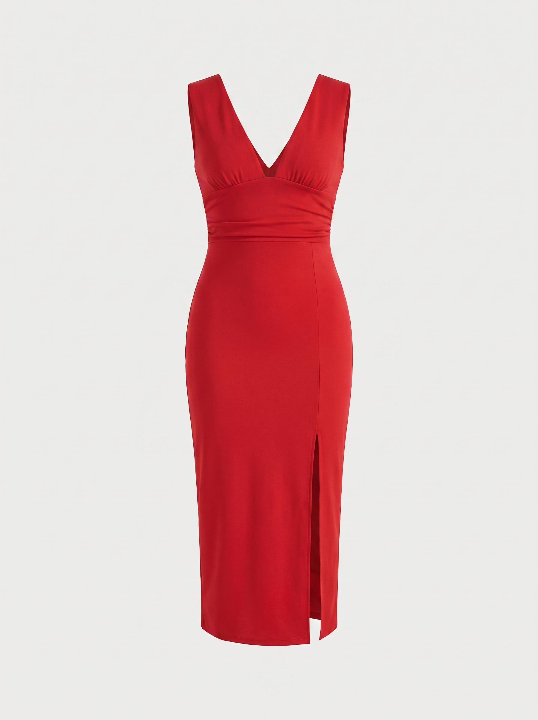 V-Neck Midi Dress with Side Slit