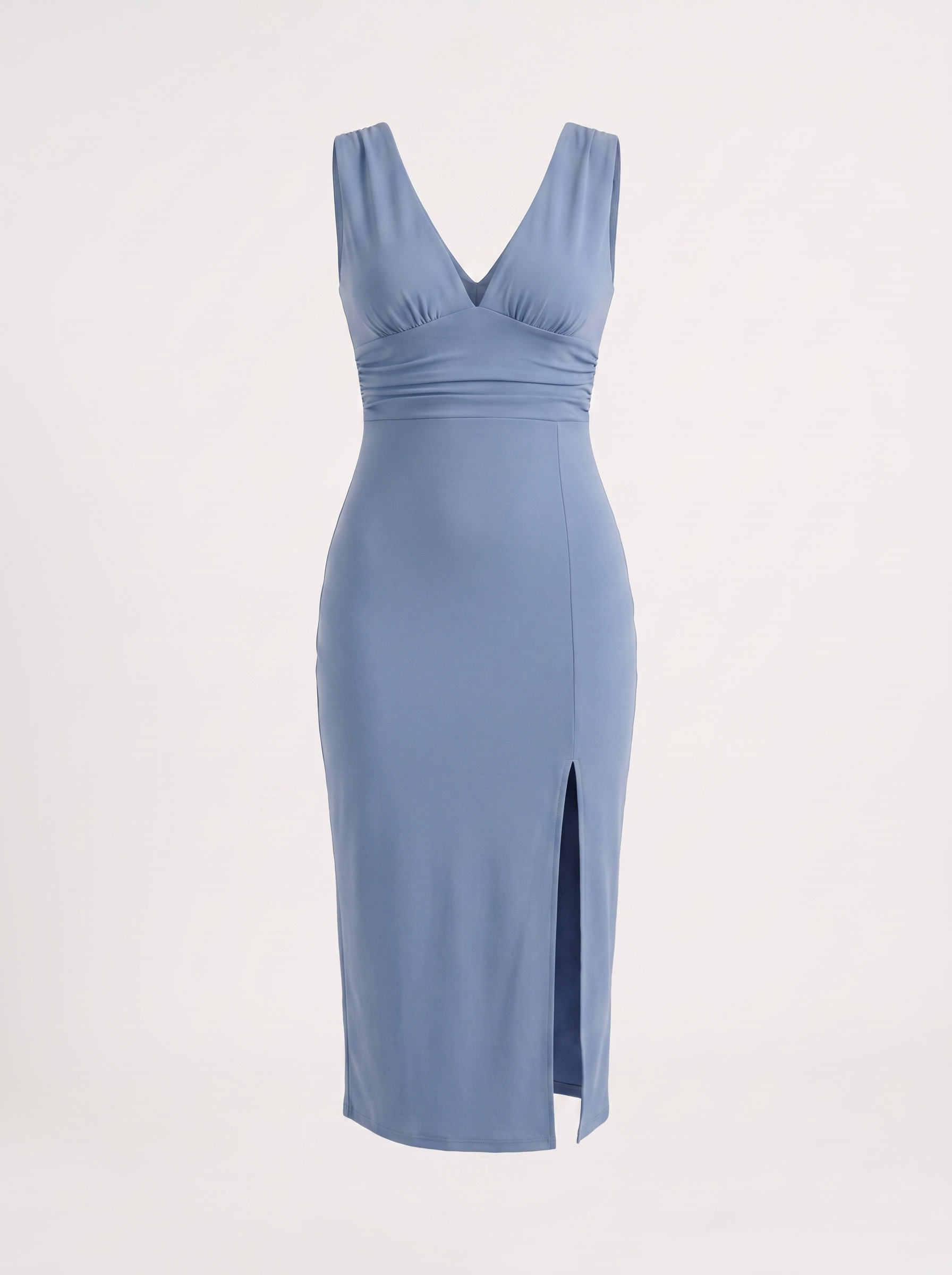 V-Neck Midi Dress with Side Slit