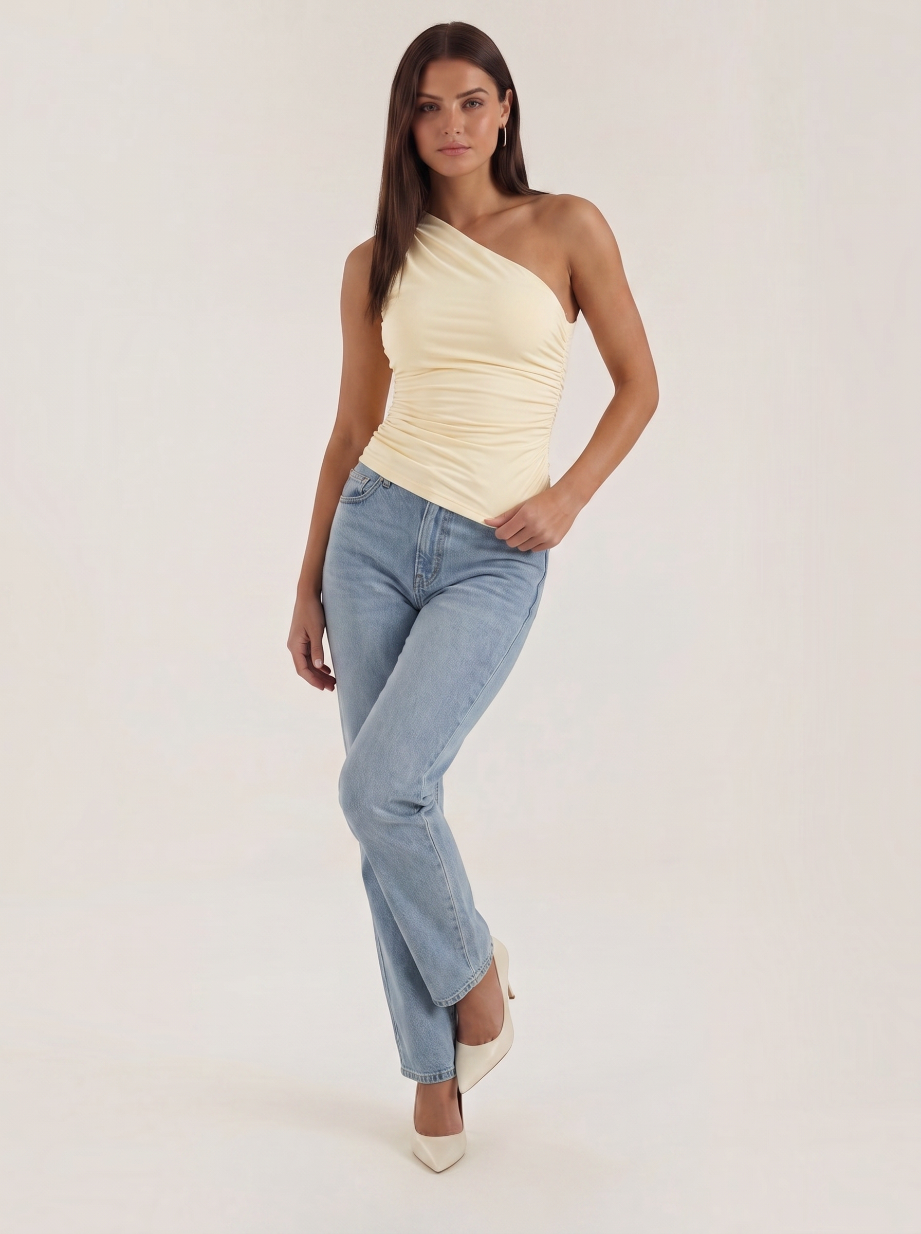 Ruched One Shoulder Top