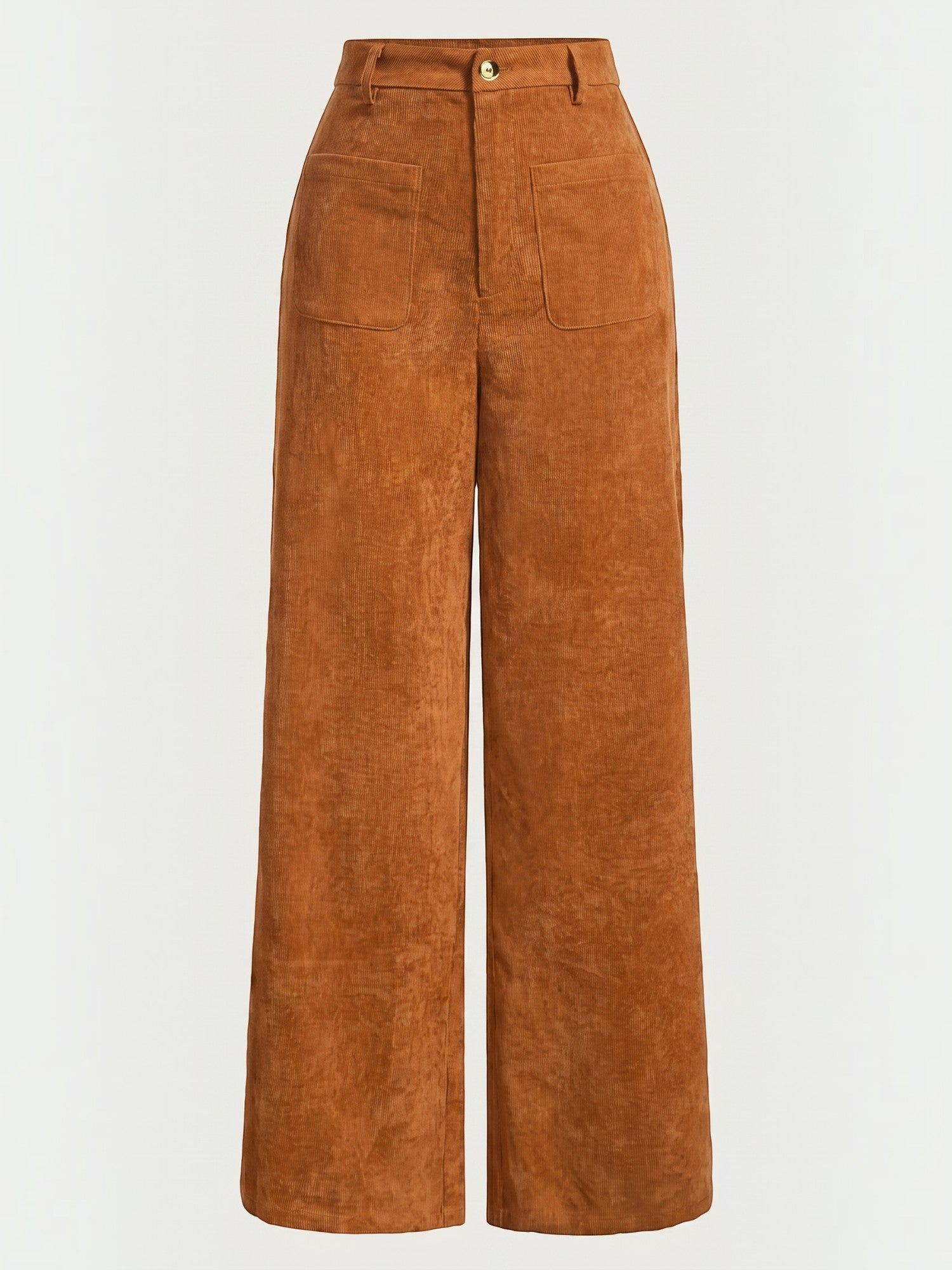 Corduroy Wide Leg Trousers with Patch Pockets