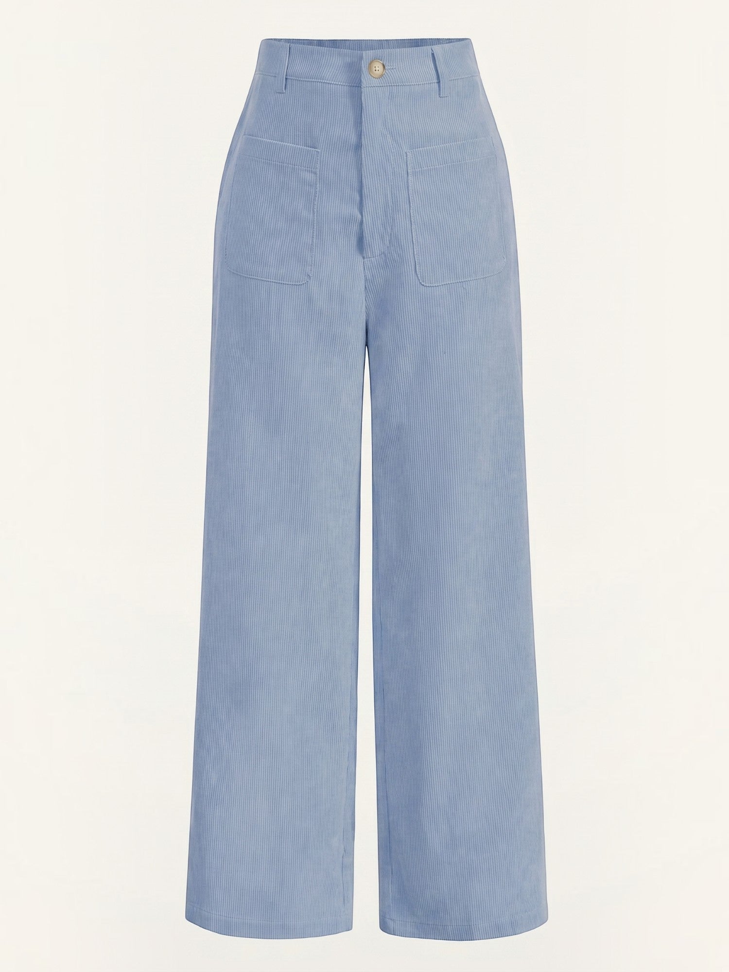 Corduroy Wide Leg Trousers with Patch Pockets