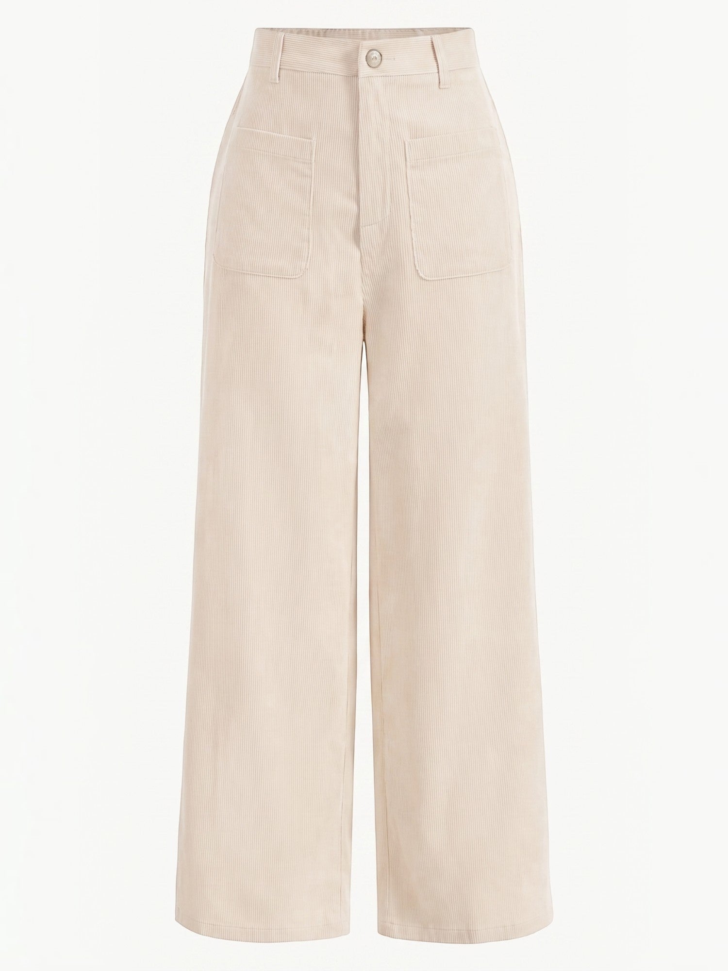 Corduroy Wide Leg Trousers with Patch Pockets
