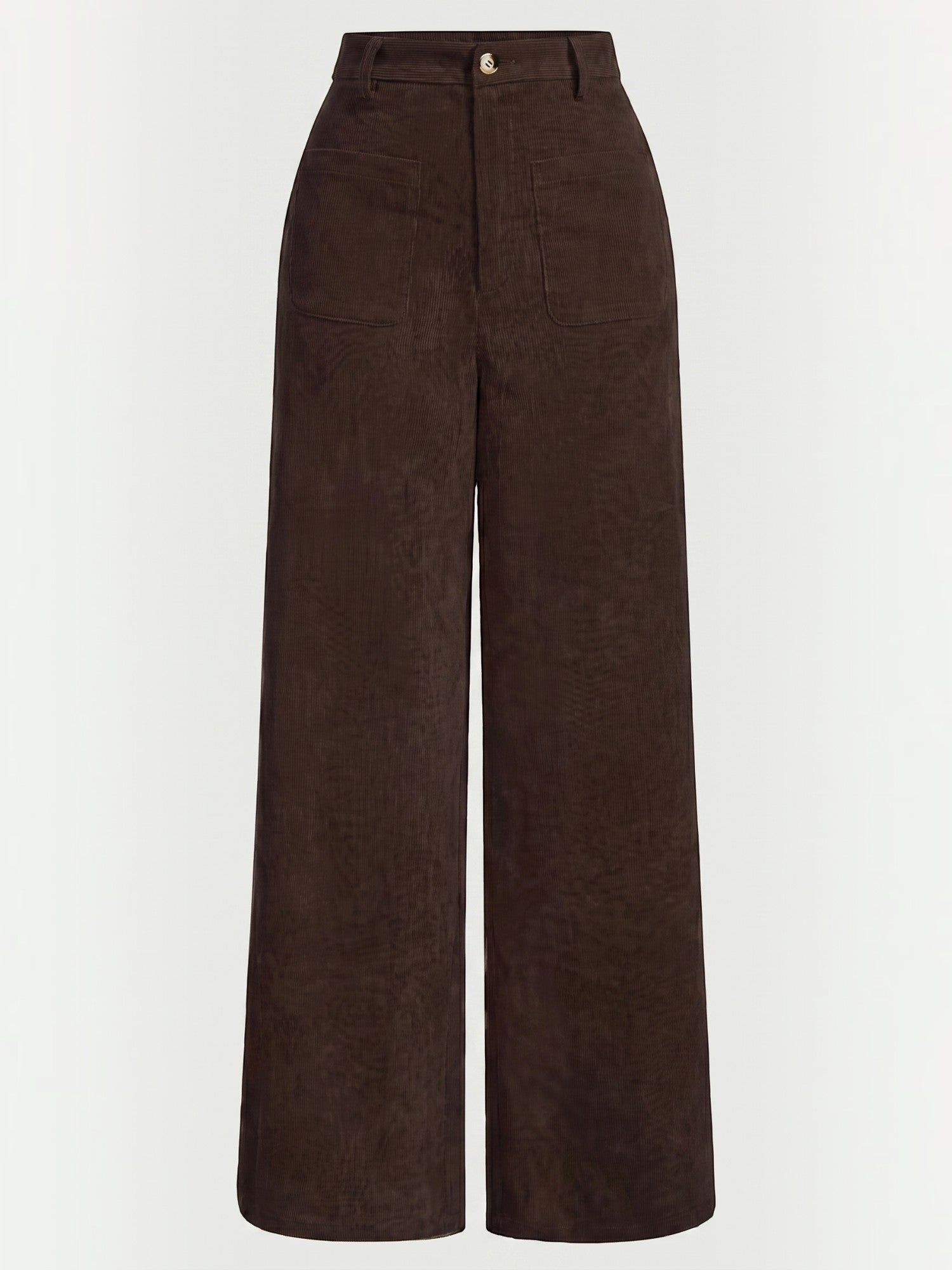 Corduroy Wide Leg Trousers with Patch Pockets