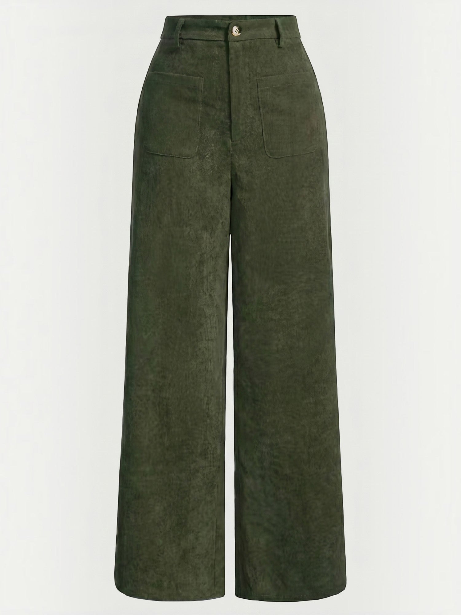 Corduroy Wide Leg Trousers with Patch Pockets