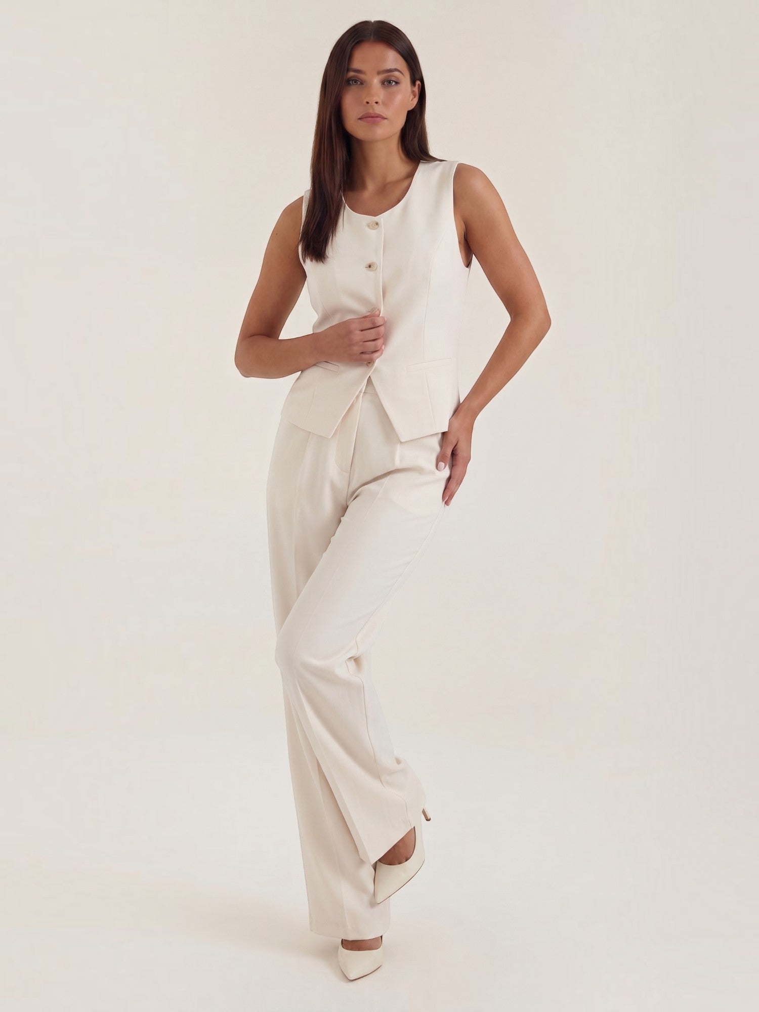 Tailored Vest & Wide Leg Trousers Set