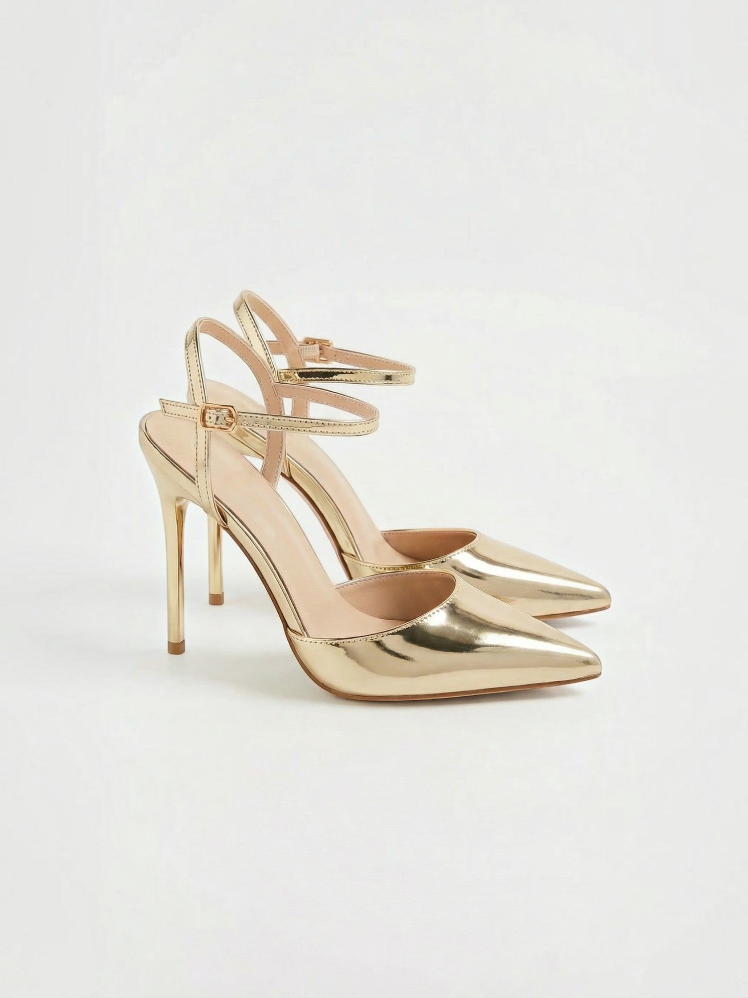 Pointed-Toe Ankle Strap Heels