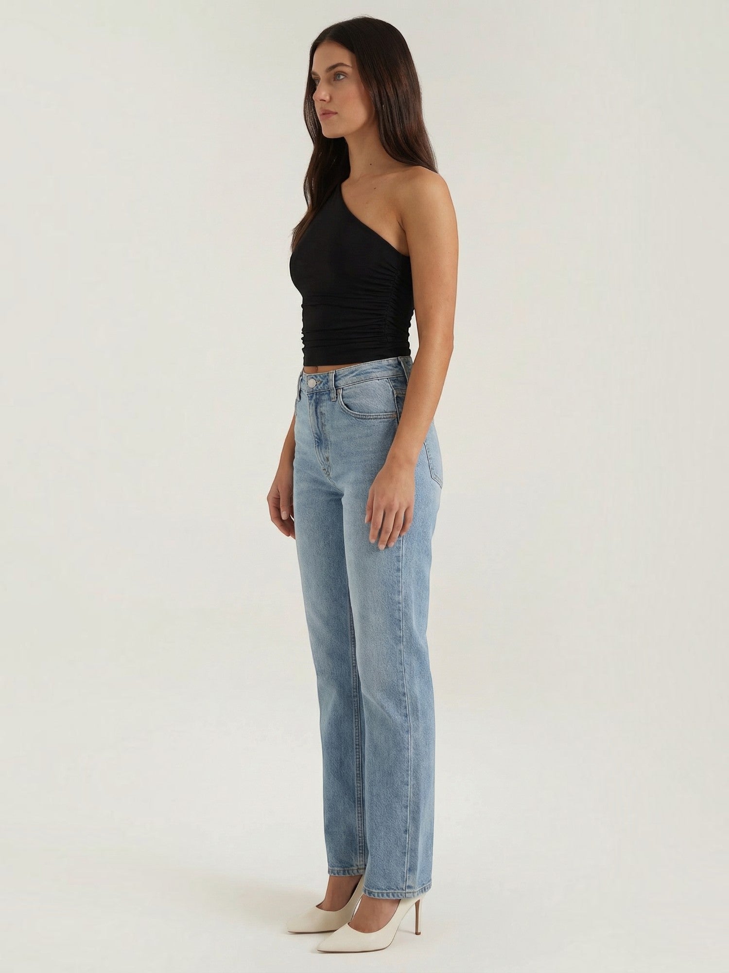 Ruched One Shoulder Top