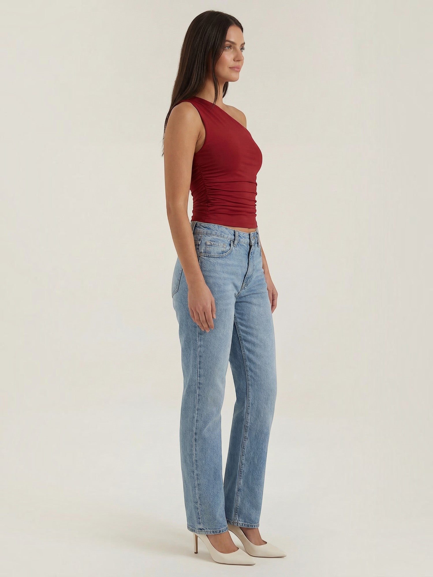 Ruched One Shoulder Top