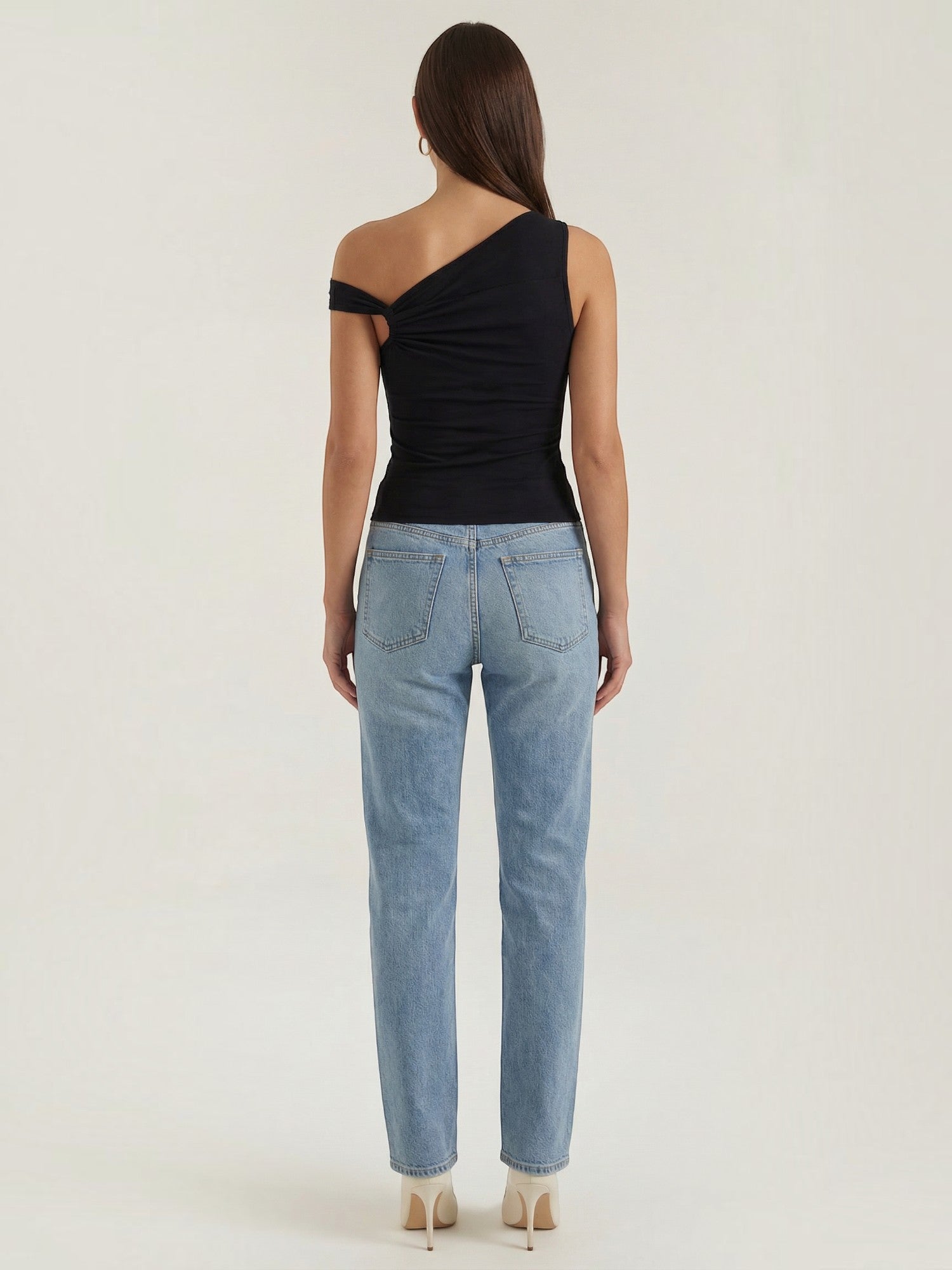 Asymmetric Off Shoulder Ruched Top