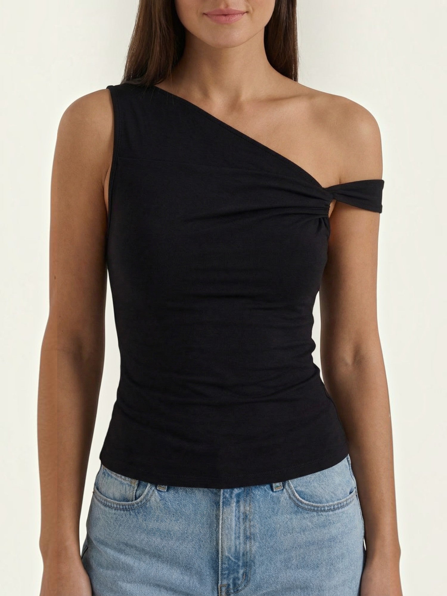 Asymmetric Off Shoulder Ruched Top