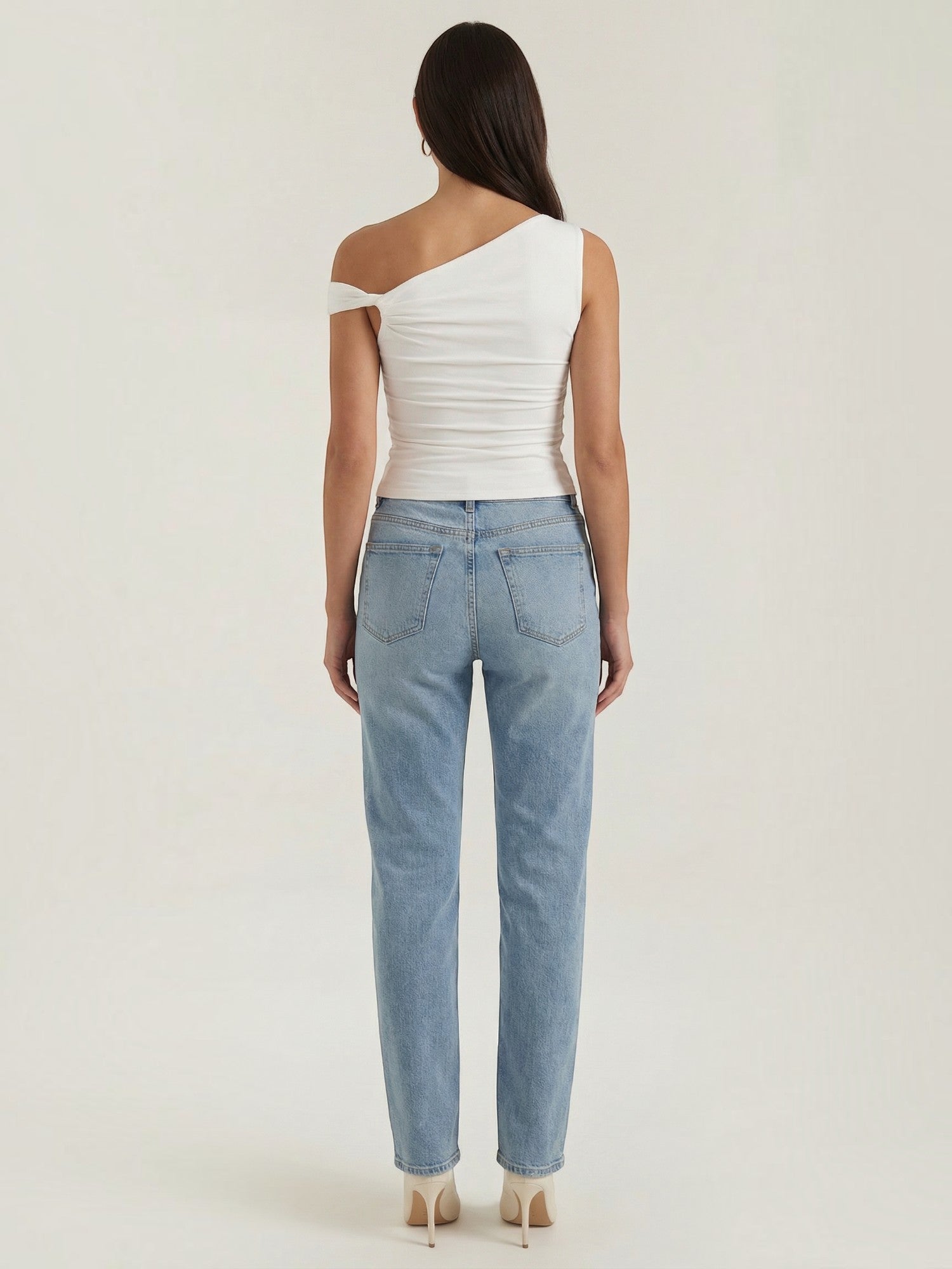 Asymmetric Off Shoulder Ruched Top