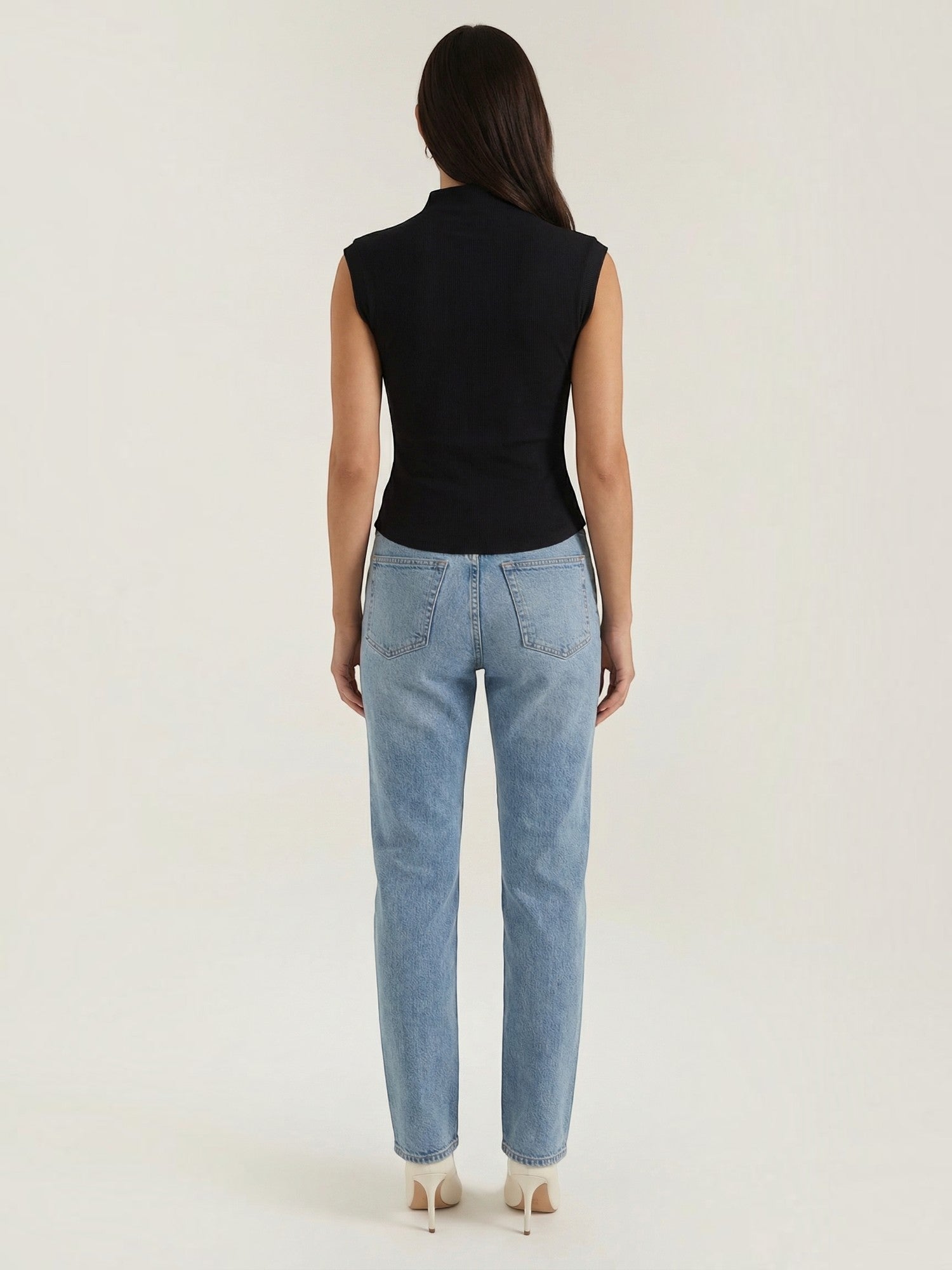 Ribbed Mock Neck Knit Top