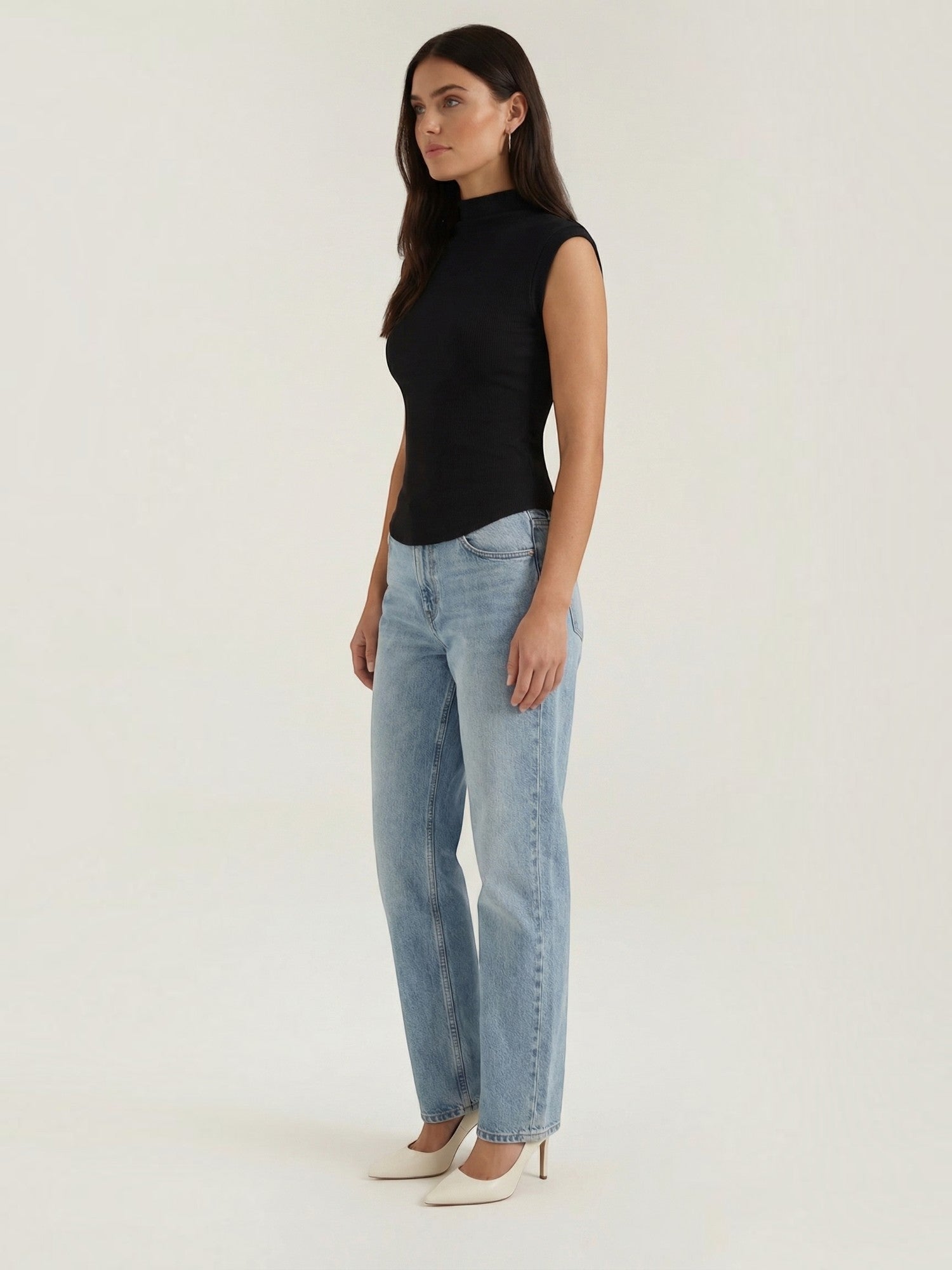 Ribbed Mock Neck Knit Top