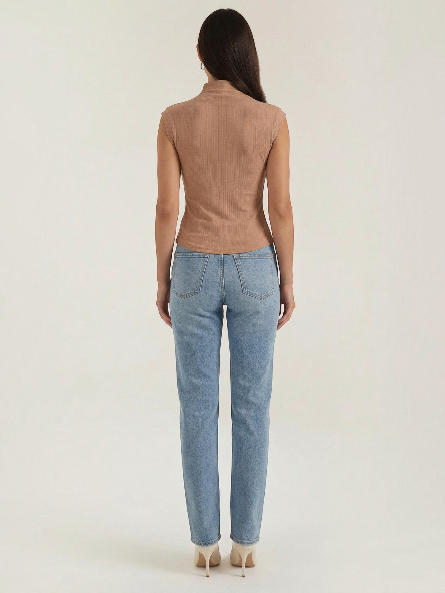 Ribbed Mock Neck Knit Top