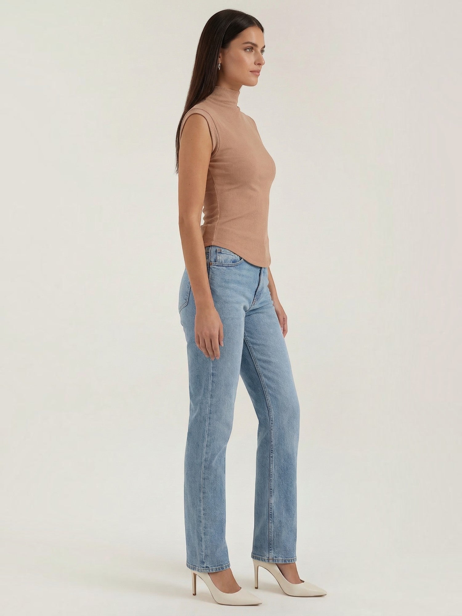 Ribbed Mock Neck Knit Top