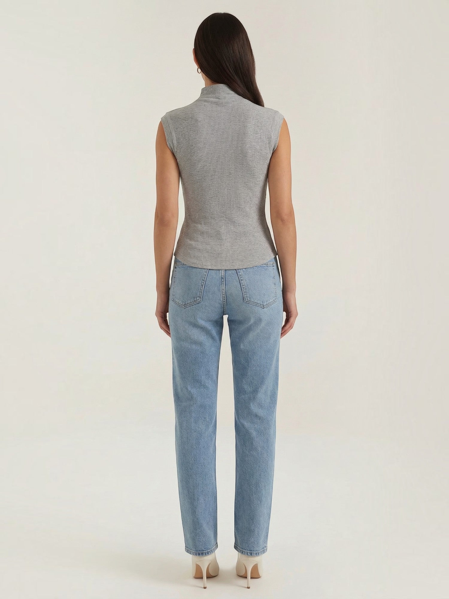 Ribbed Mock Neck Knit Top