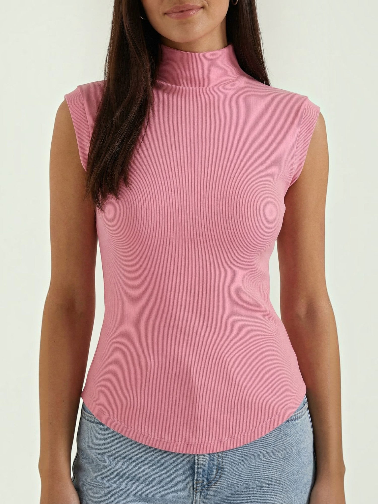 Ribbed Mock Neck Knit Top