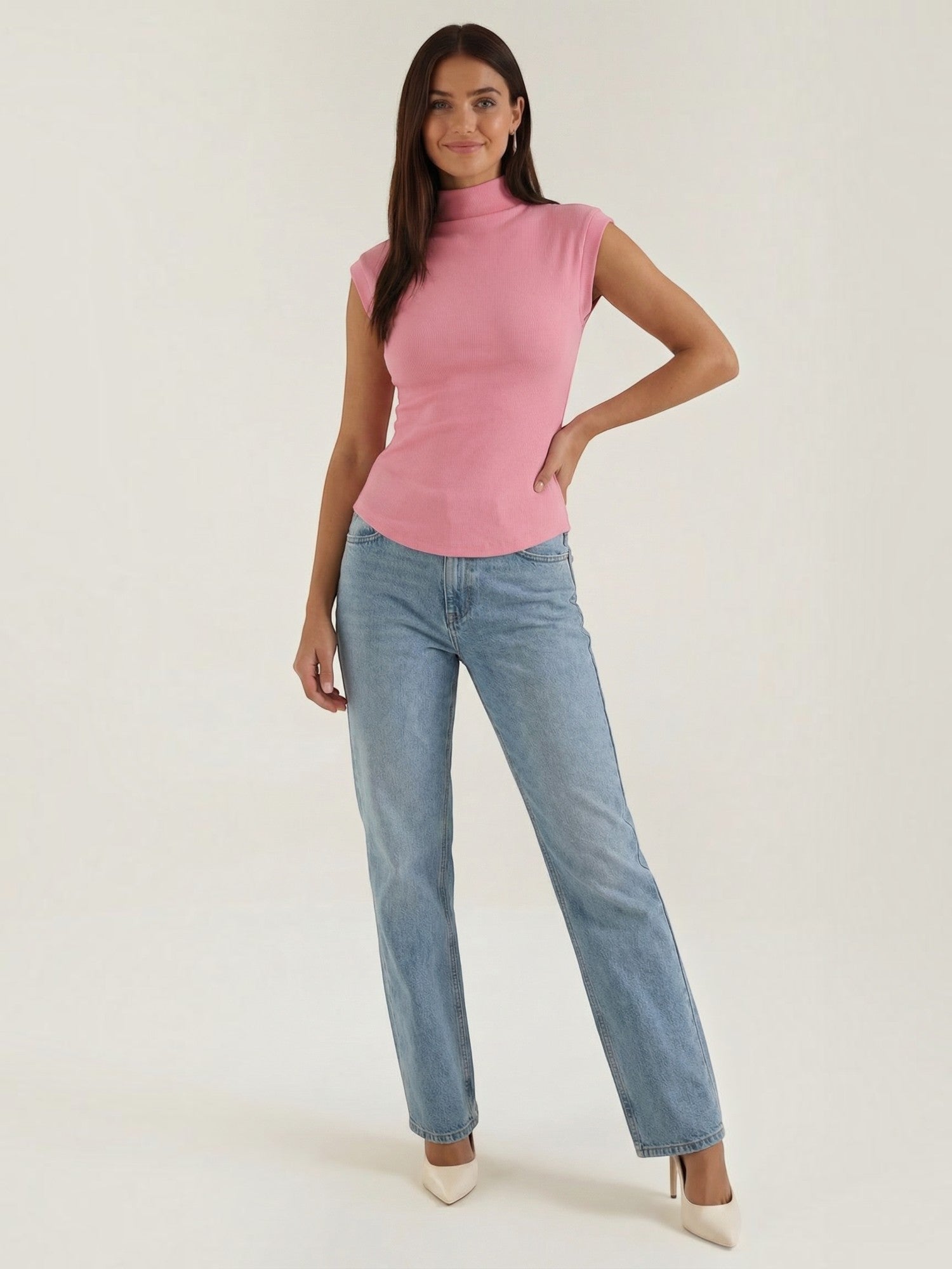 Ribbed Mock Neck Knit Top