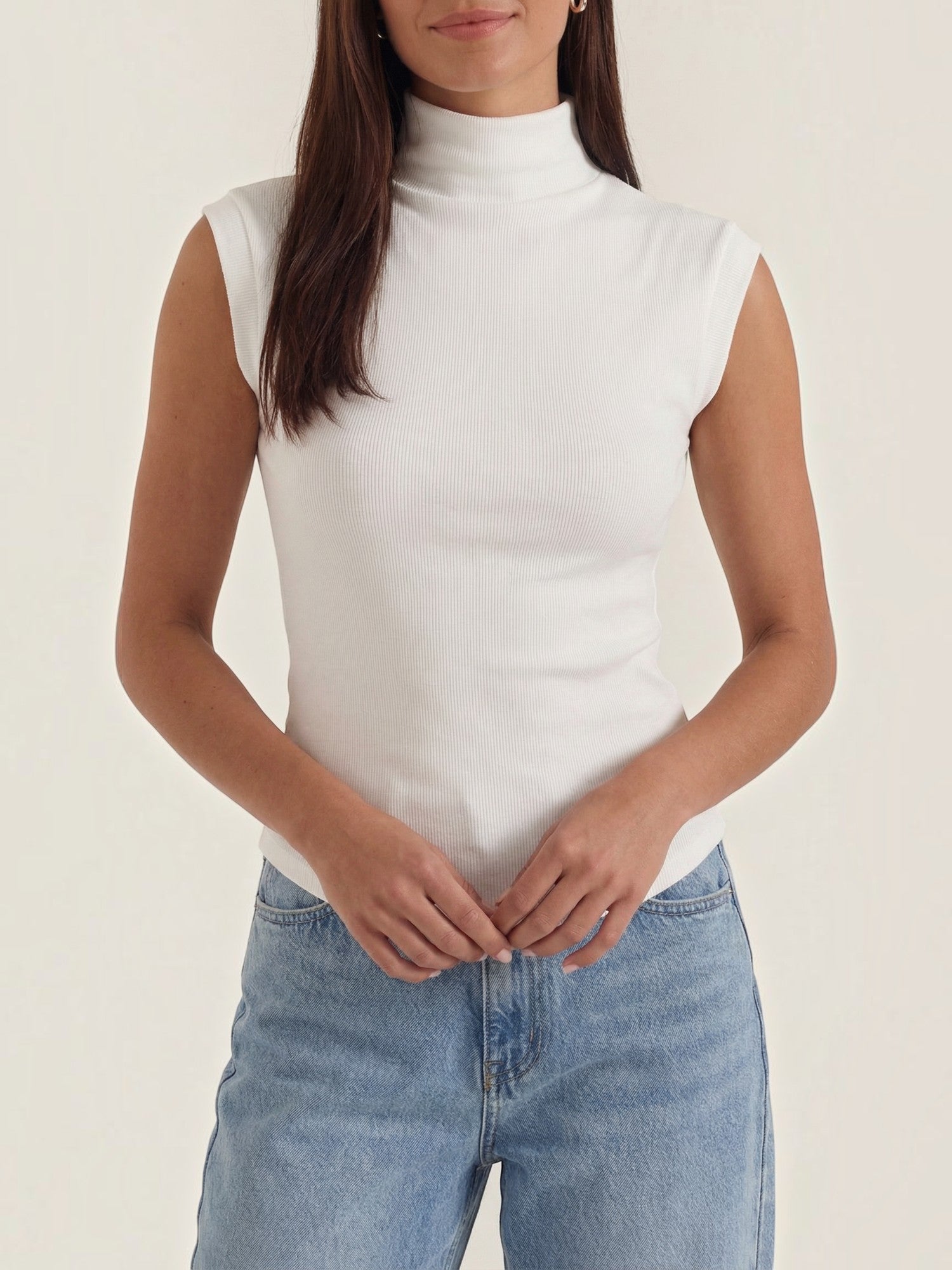 Ribbed Mock Neck Knit Top