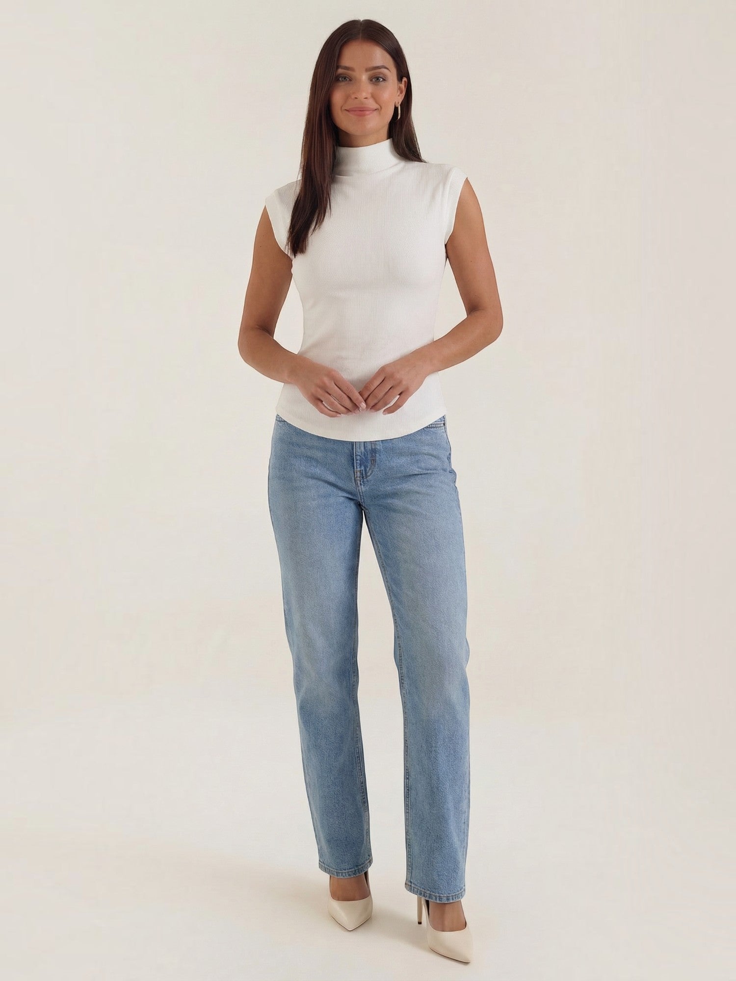 Ribbed Mock Neck Knit Top